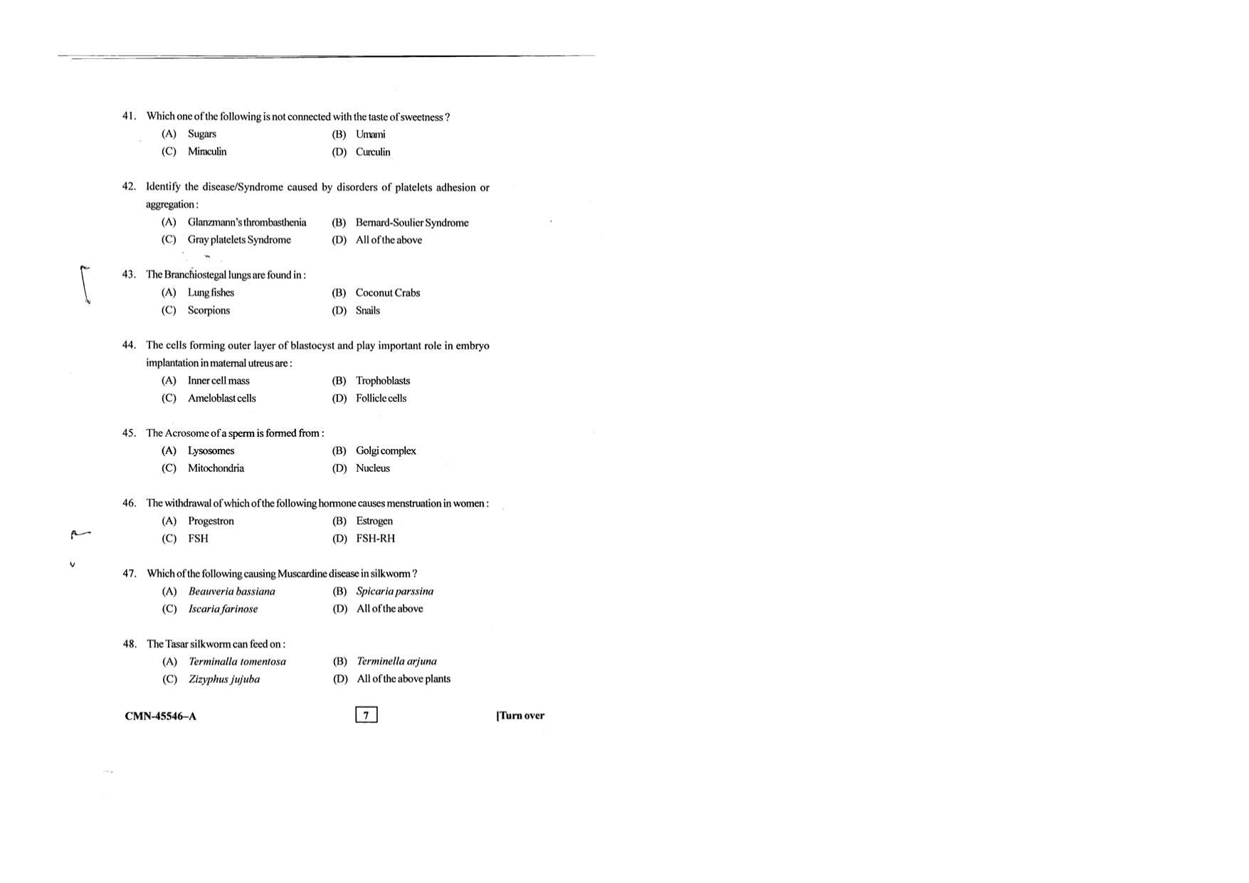 KUET 2023 M.Sc.Zoology Question Paper - Page 71