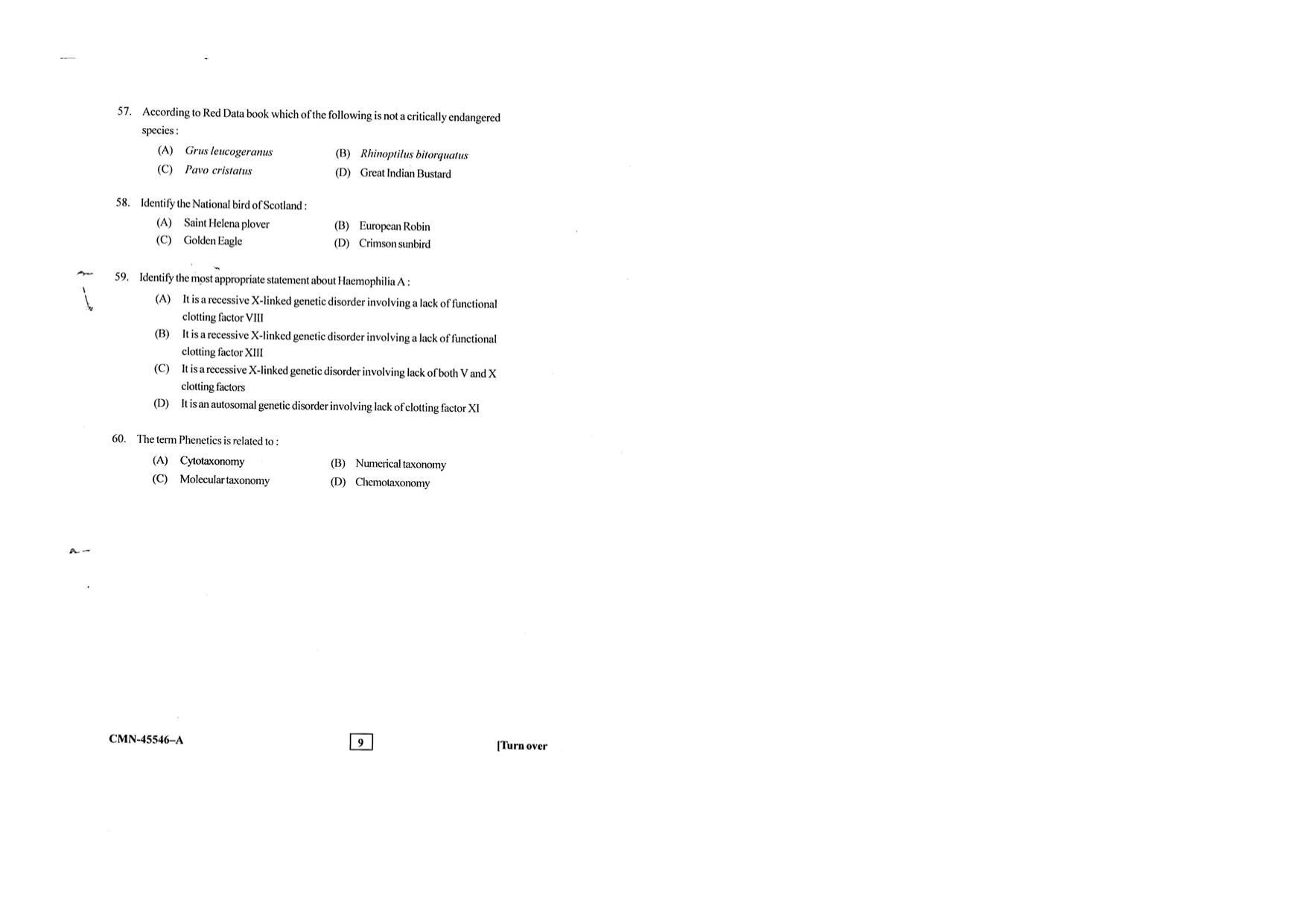 KUET 2023 M.Sc.Zoology Question Paper - Page 73