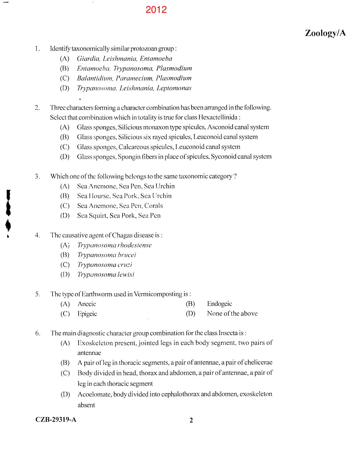 KUET 2023 M.Sc.Zoology Question Paper - Page 74