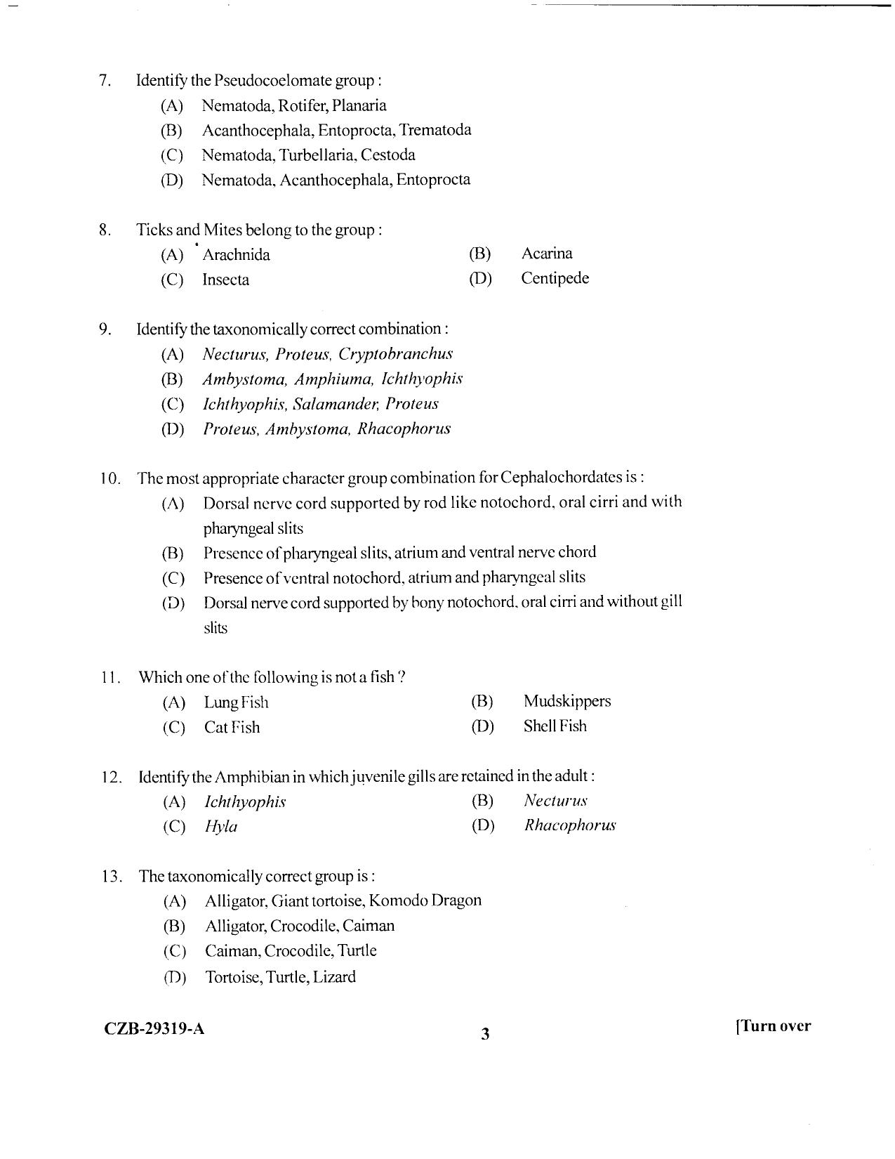 KUET 2023 M.Sc.Zoology Question Paper - Page 75