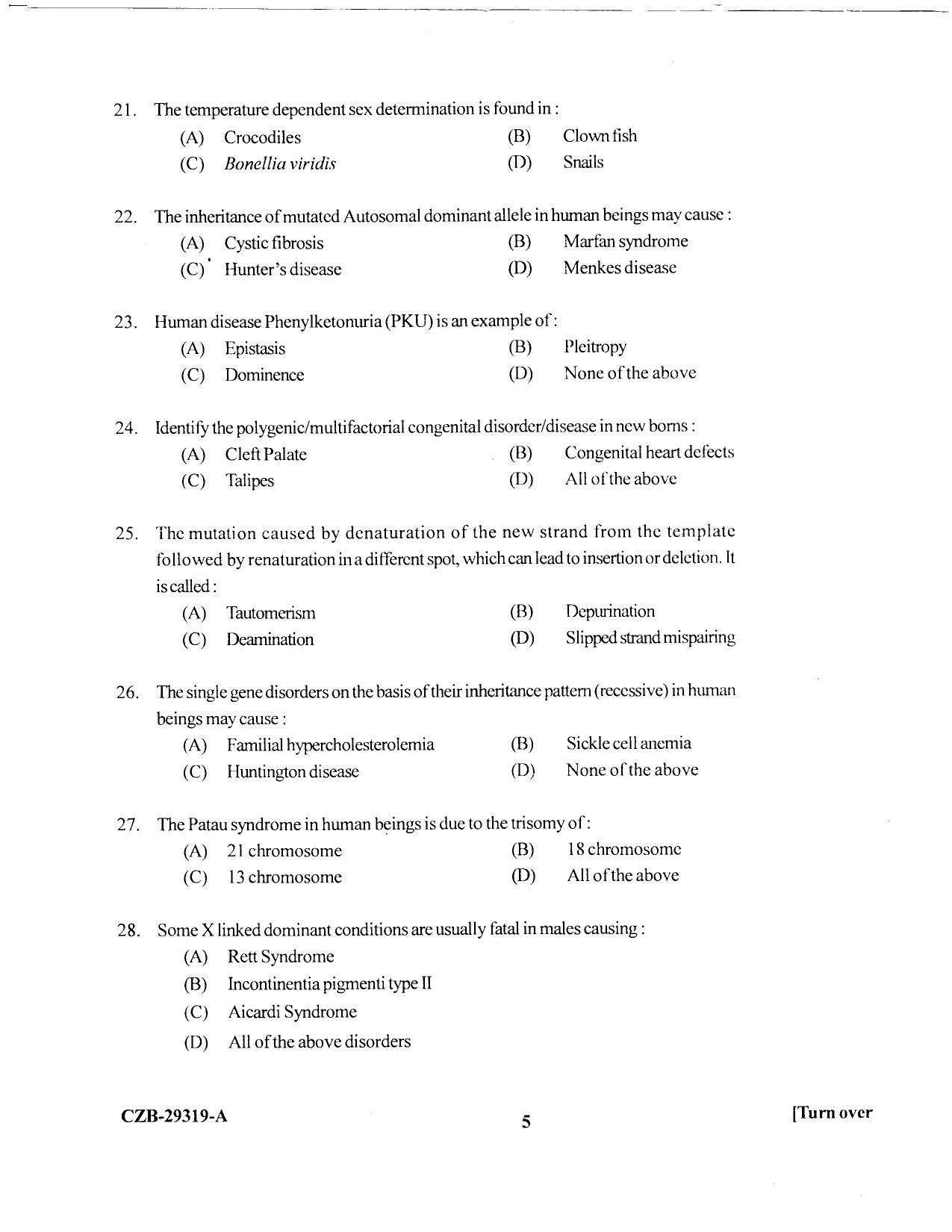 KUET 2023 M.Sc.Zoology Question Paper - Page 77