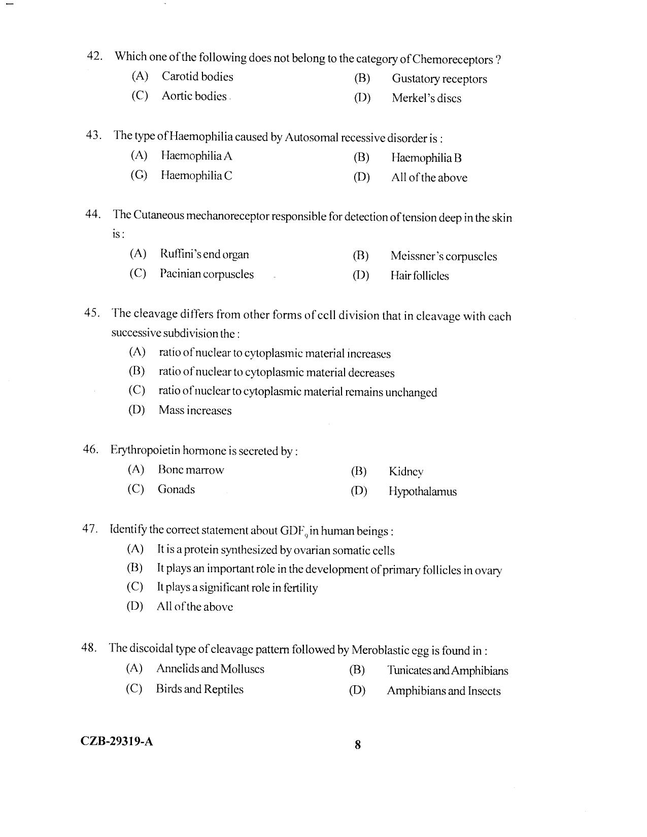 KUET 2023 M.Sc.Zoology Question Paper - Page 80