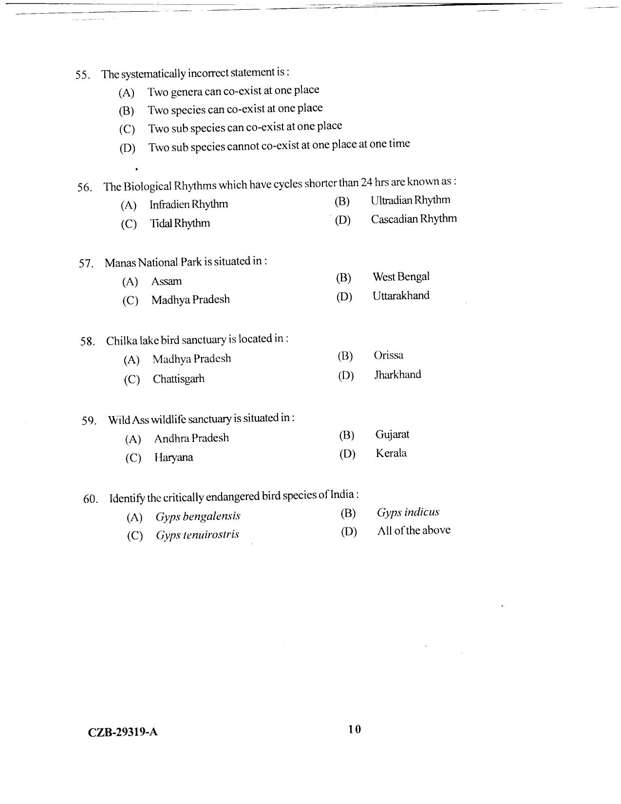 KUET 2023 M.Sc.Zoology Question Paper - Page 82