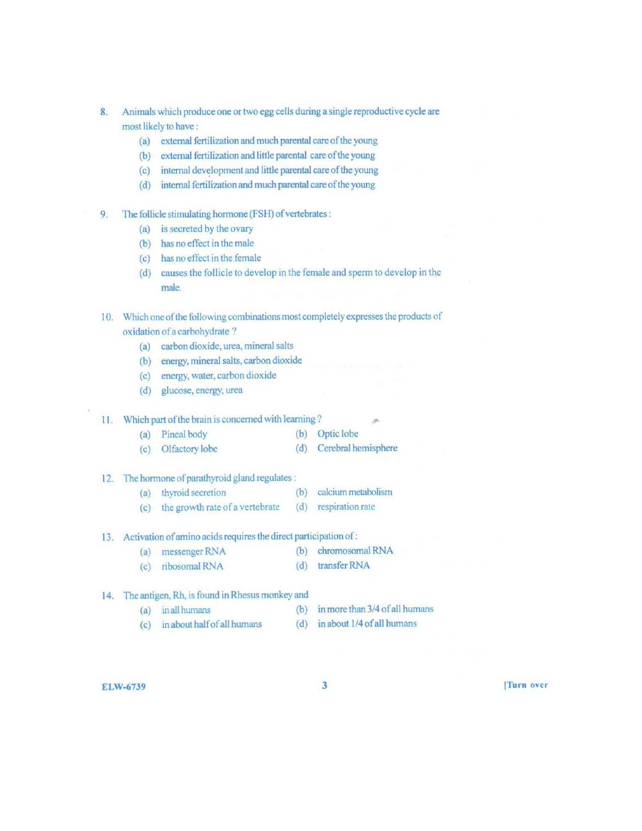 KUET 2023 M.Sc.Zoology Question Paper - Page 84