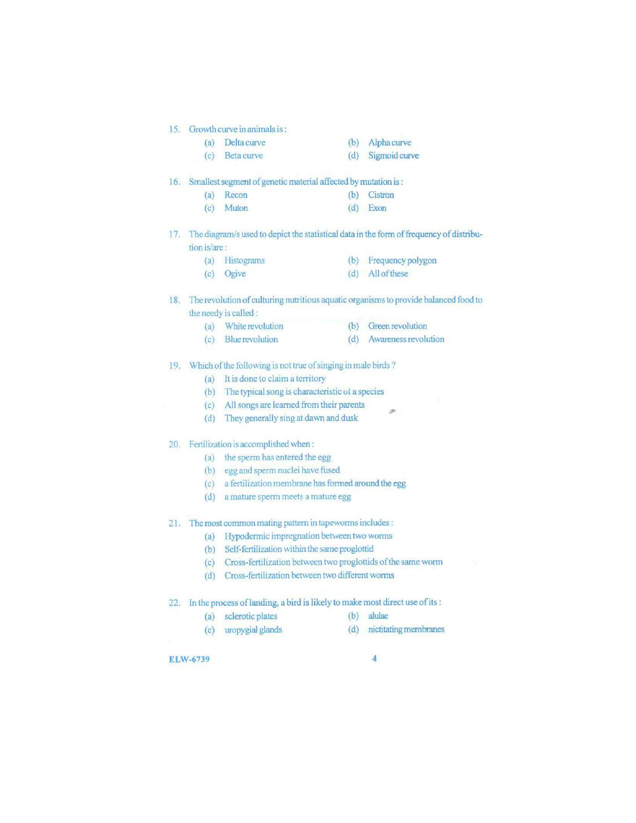 KUET 2023 M.Sc.Zoology Question Paper - Page 85