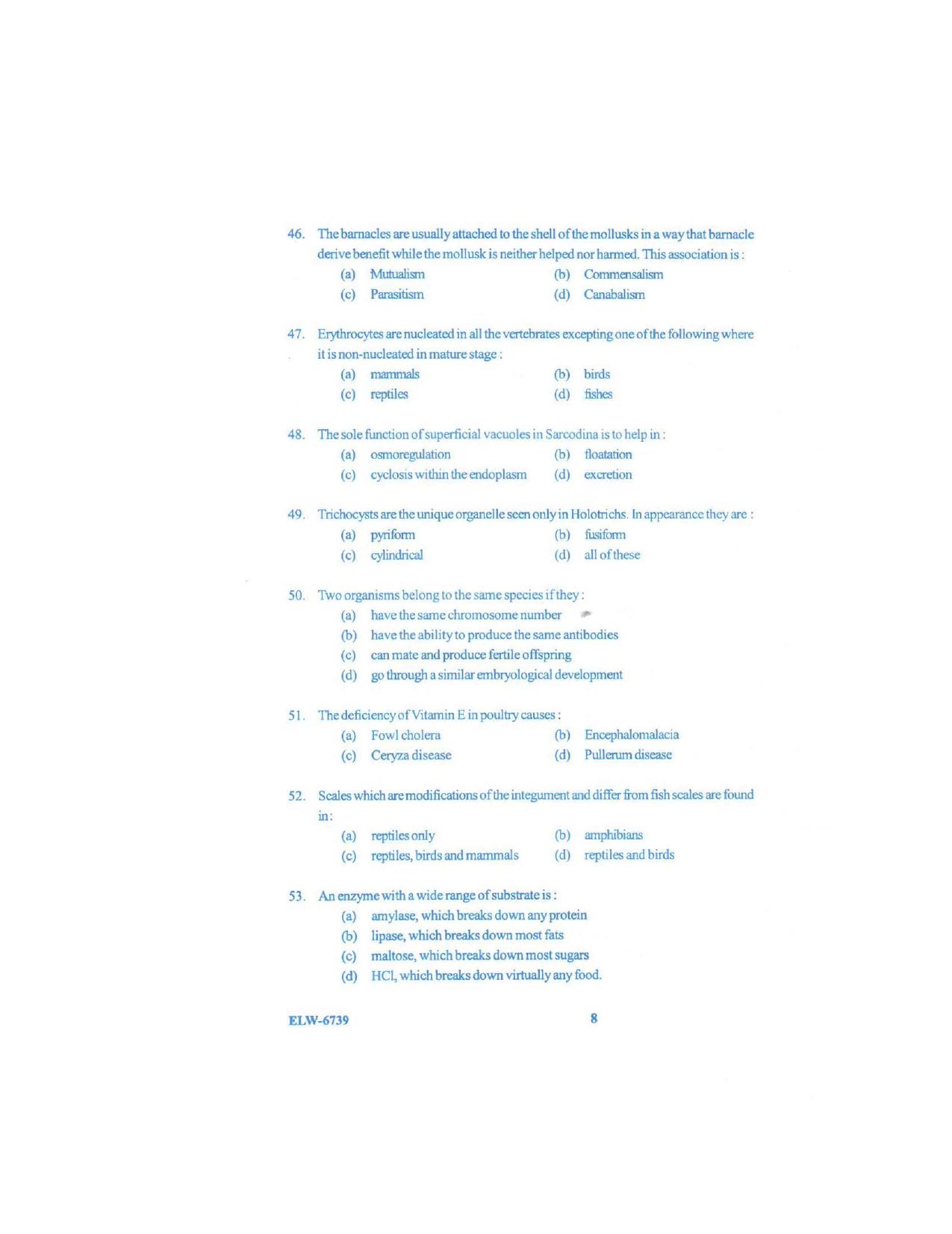 KUET 2023 M.Sc.Zoology Question Paper - Page 89