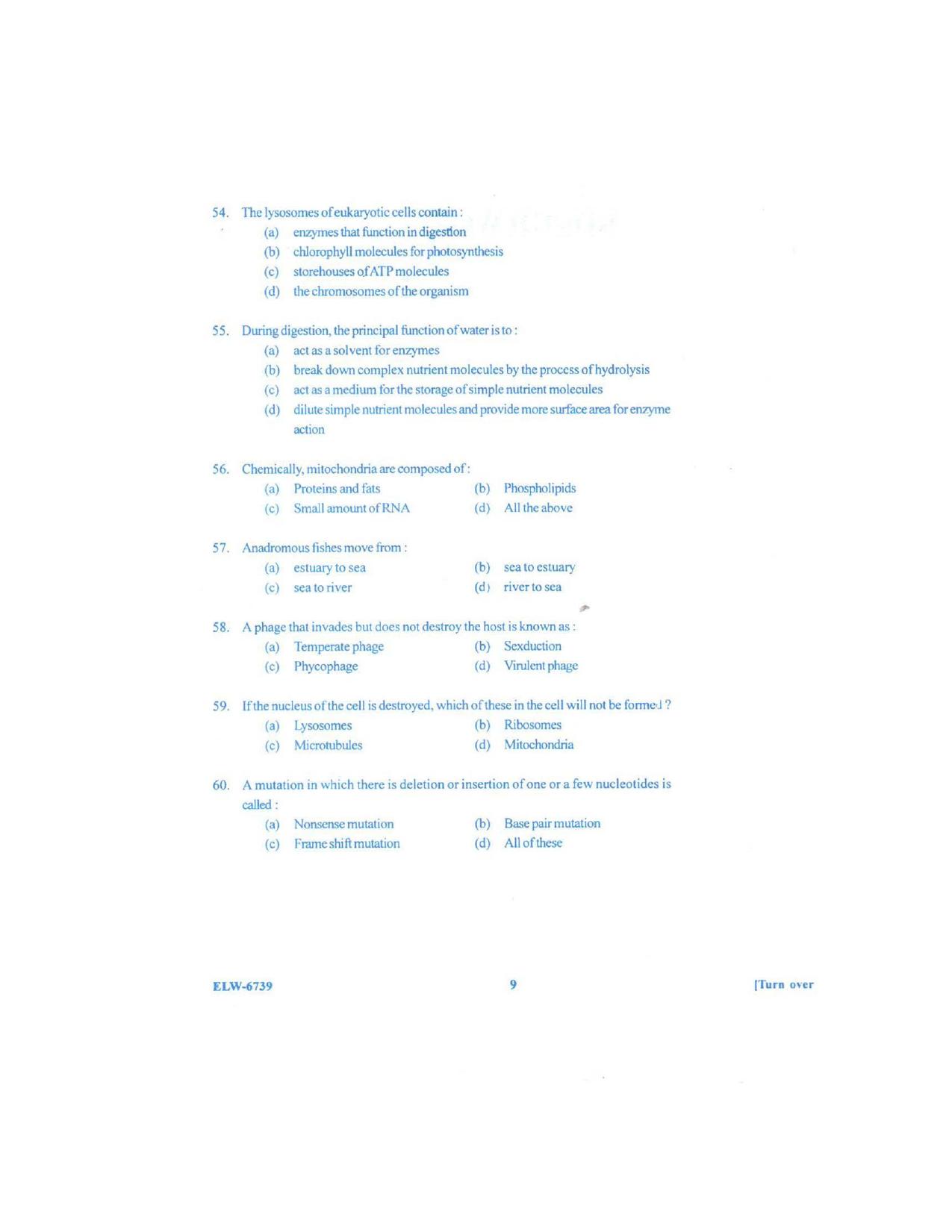 KUET 2023 M.Sc.Zoology Question Paper - Page 90