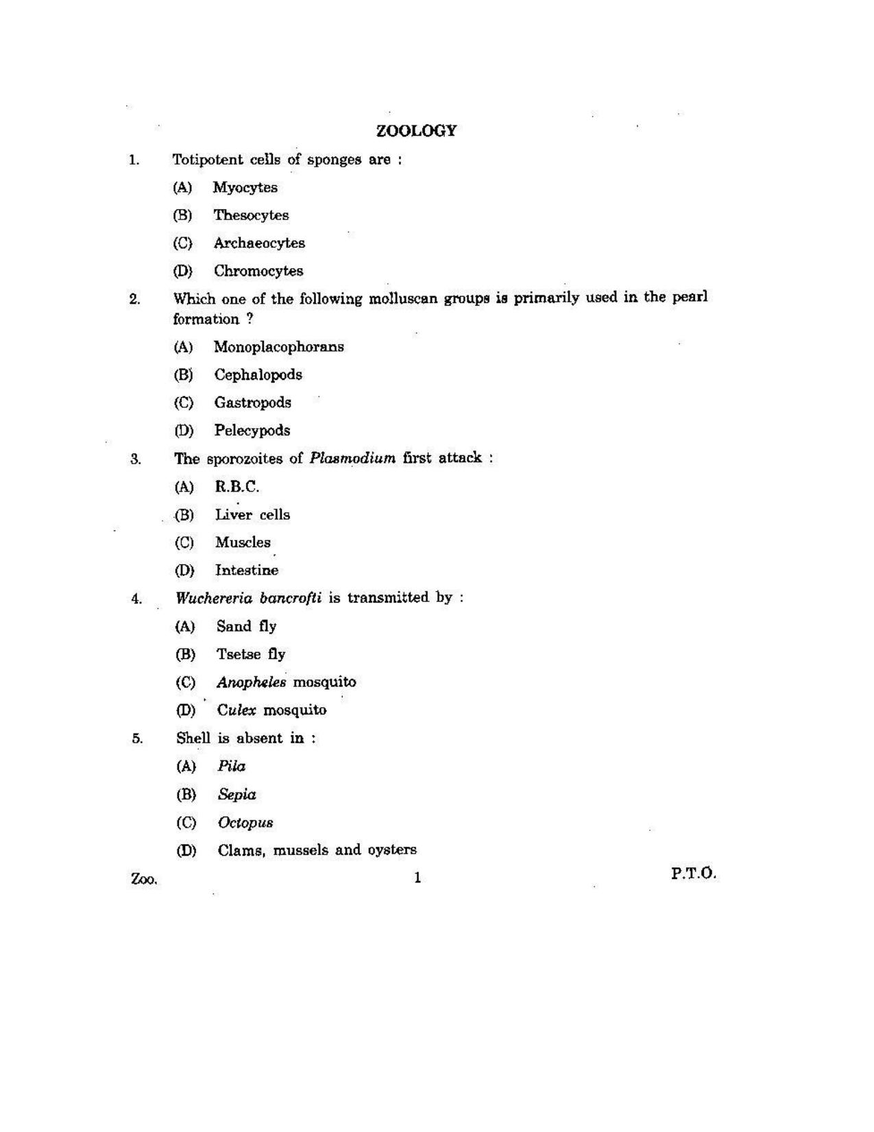KUET 2023 M.Sc.Zoology Question Paper - Page 91
