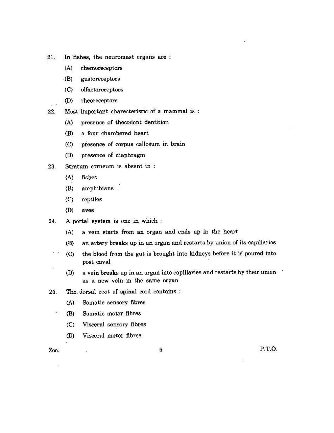 KUET 2023 M.Sc.Zoology Question Paper - Page 95