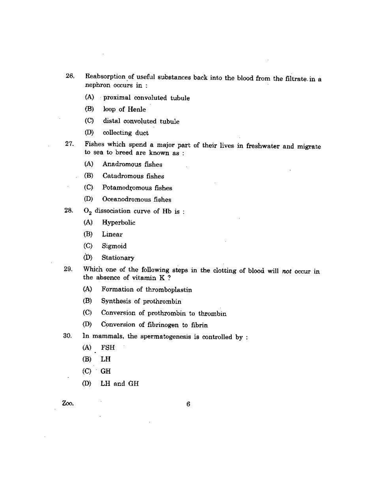 KUET 2023 M.Sc.Zoology Question Paper - Page 96