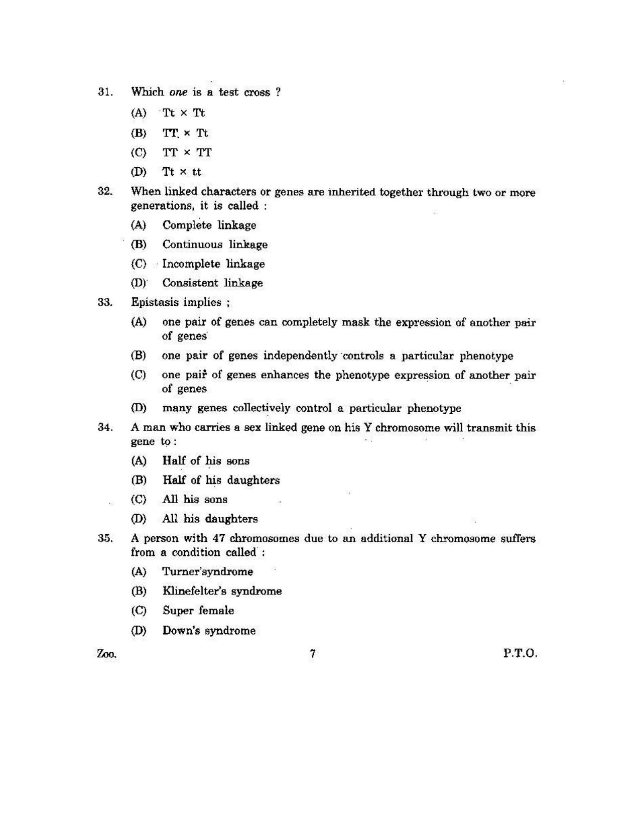 KUET 2023 M.Sc.Zoology Question Paper - Page 97
