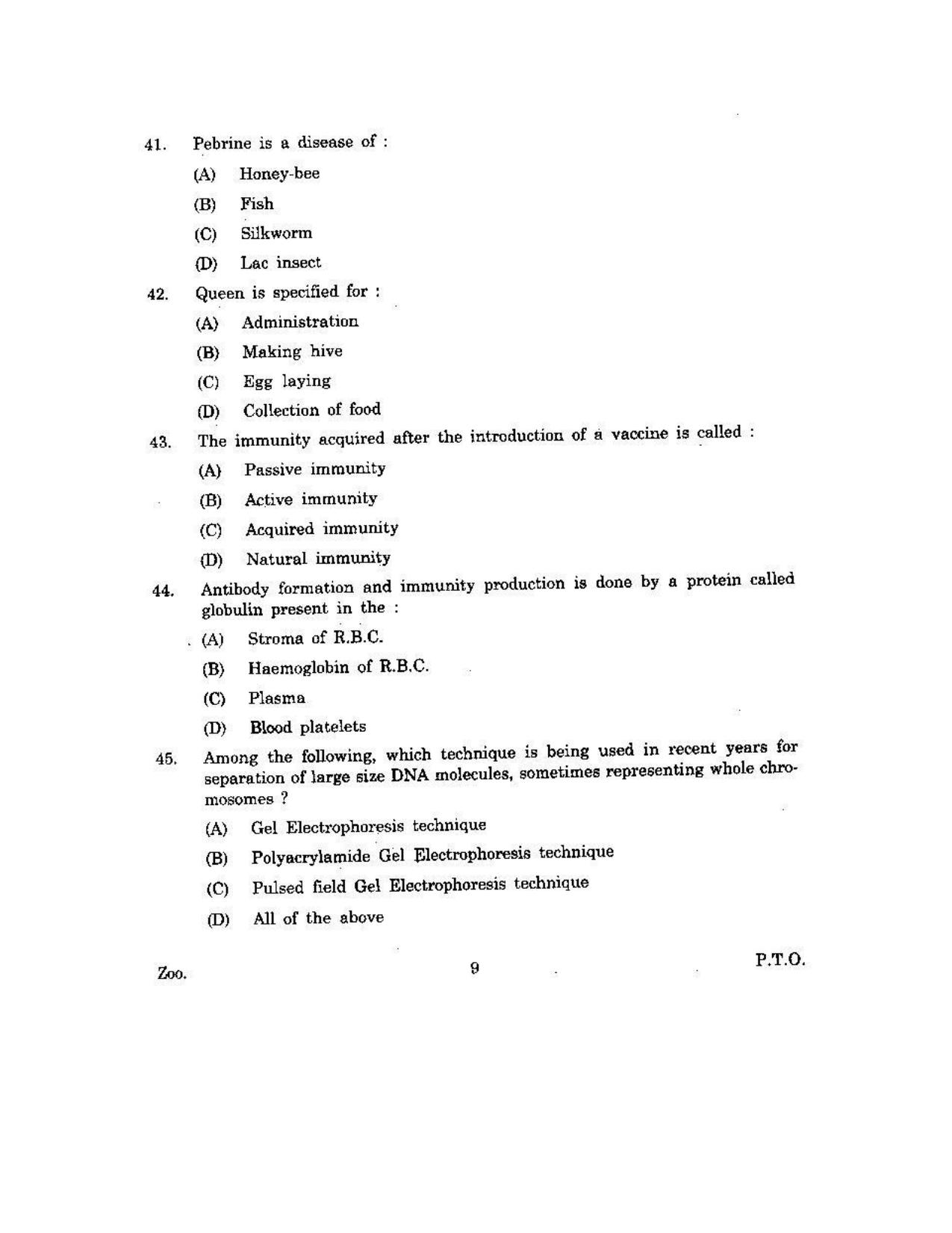 KUET 2023 M.Sc.Zoology Question Paper - Page 99
