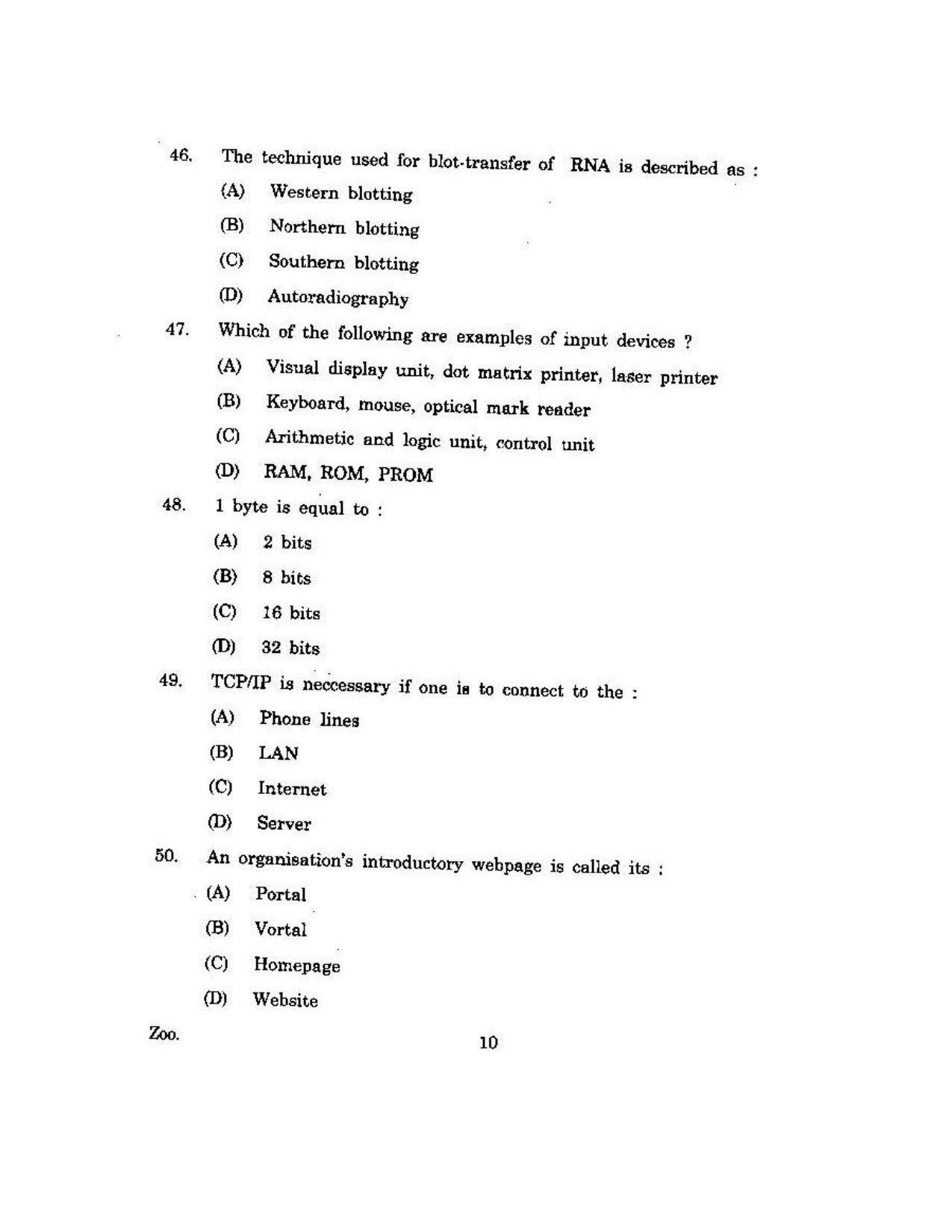 KUET 2023 M.Sc.Zoology Question Paper - Page 100