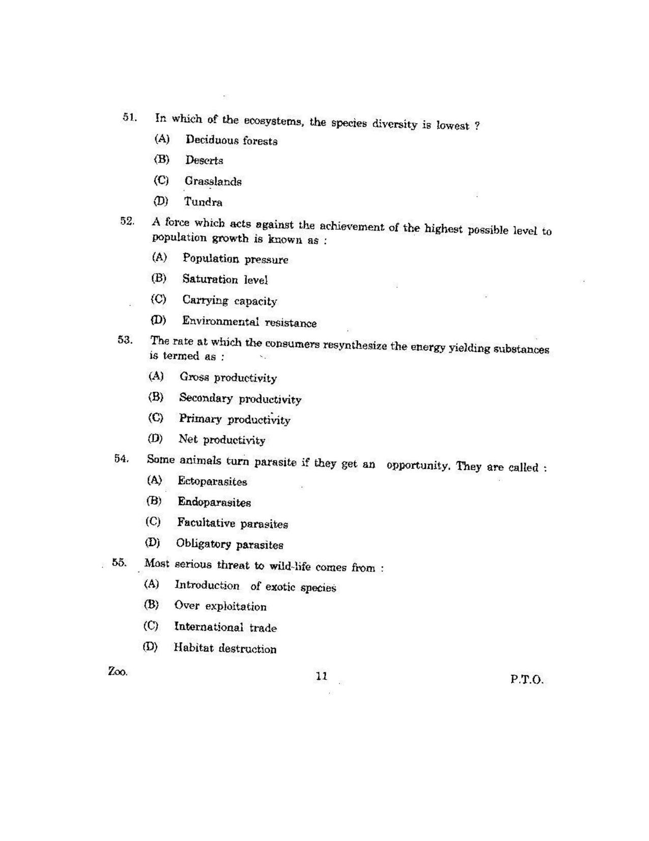 KUET 2023 M.Sc.Zoology Question Paper - Page 101