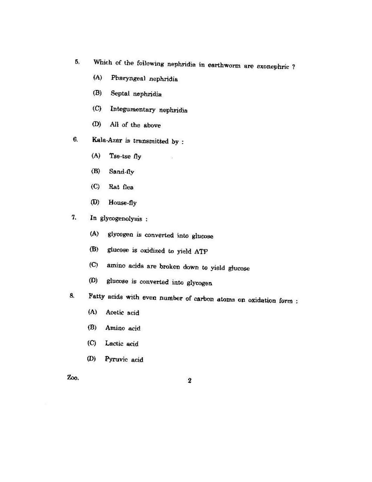 KUET 2023 M.Sc.Zoology Question Paper - Page 104