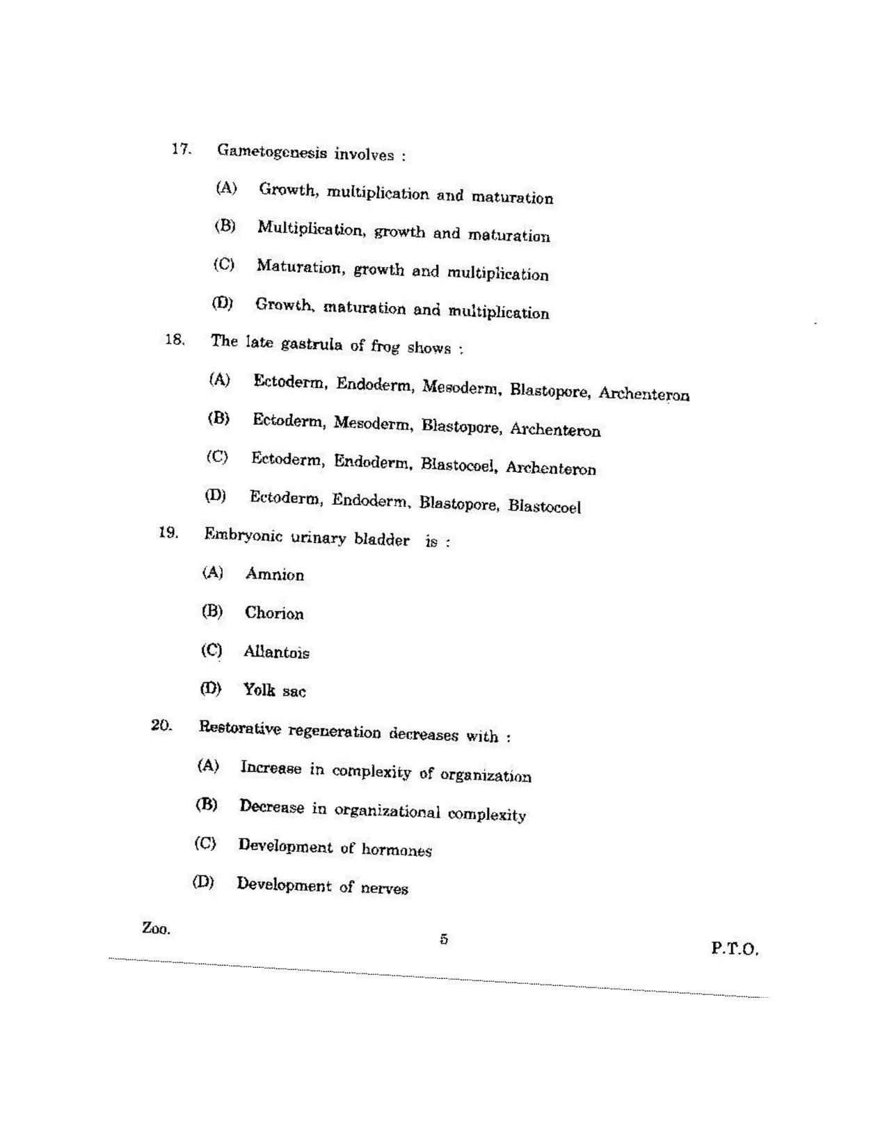 KUET 2023 M.Sc.Zoology Question Paper - Page 107