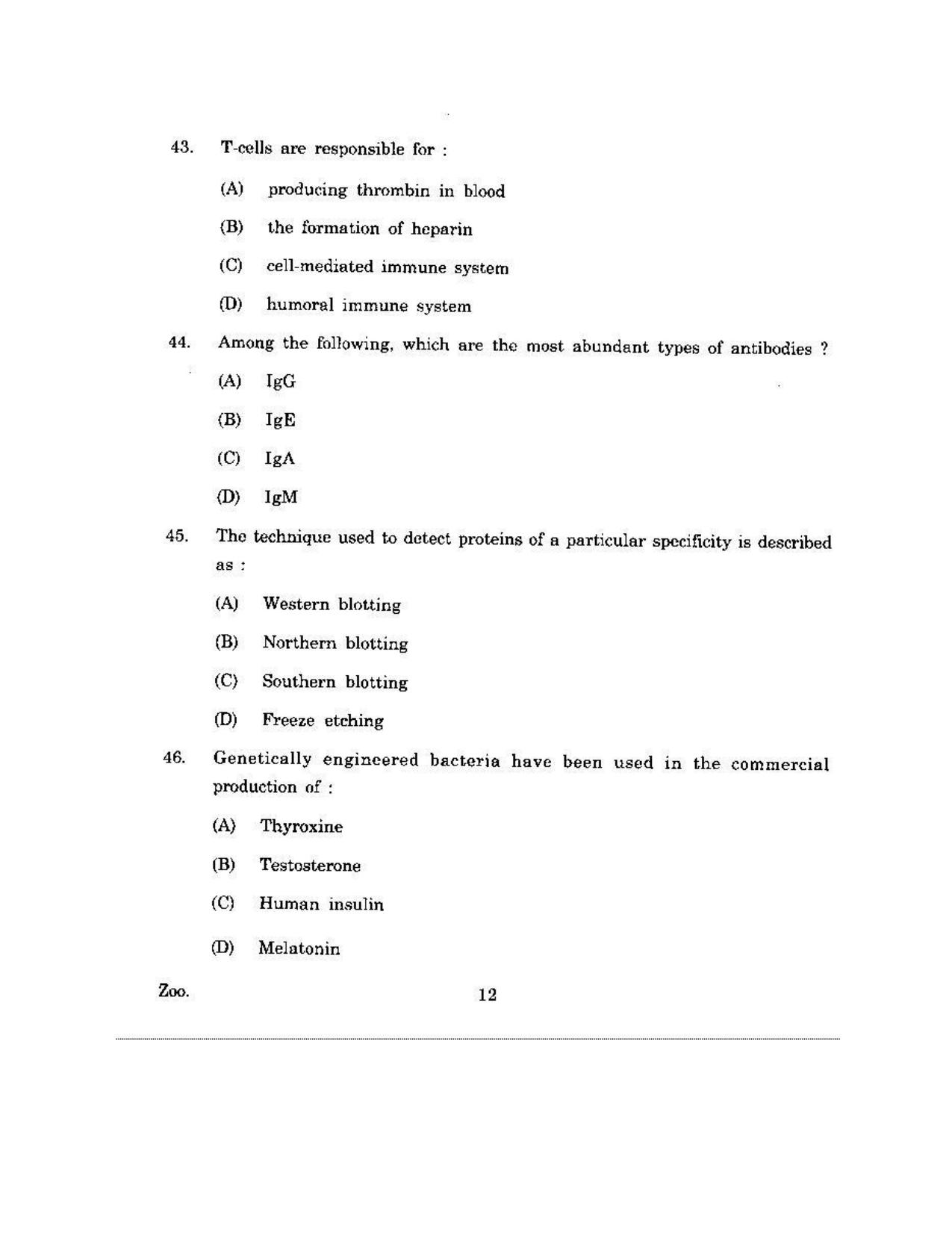 KUET 2023 M.Sc.Zoology Question Paper - Page 114