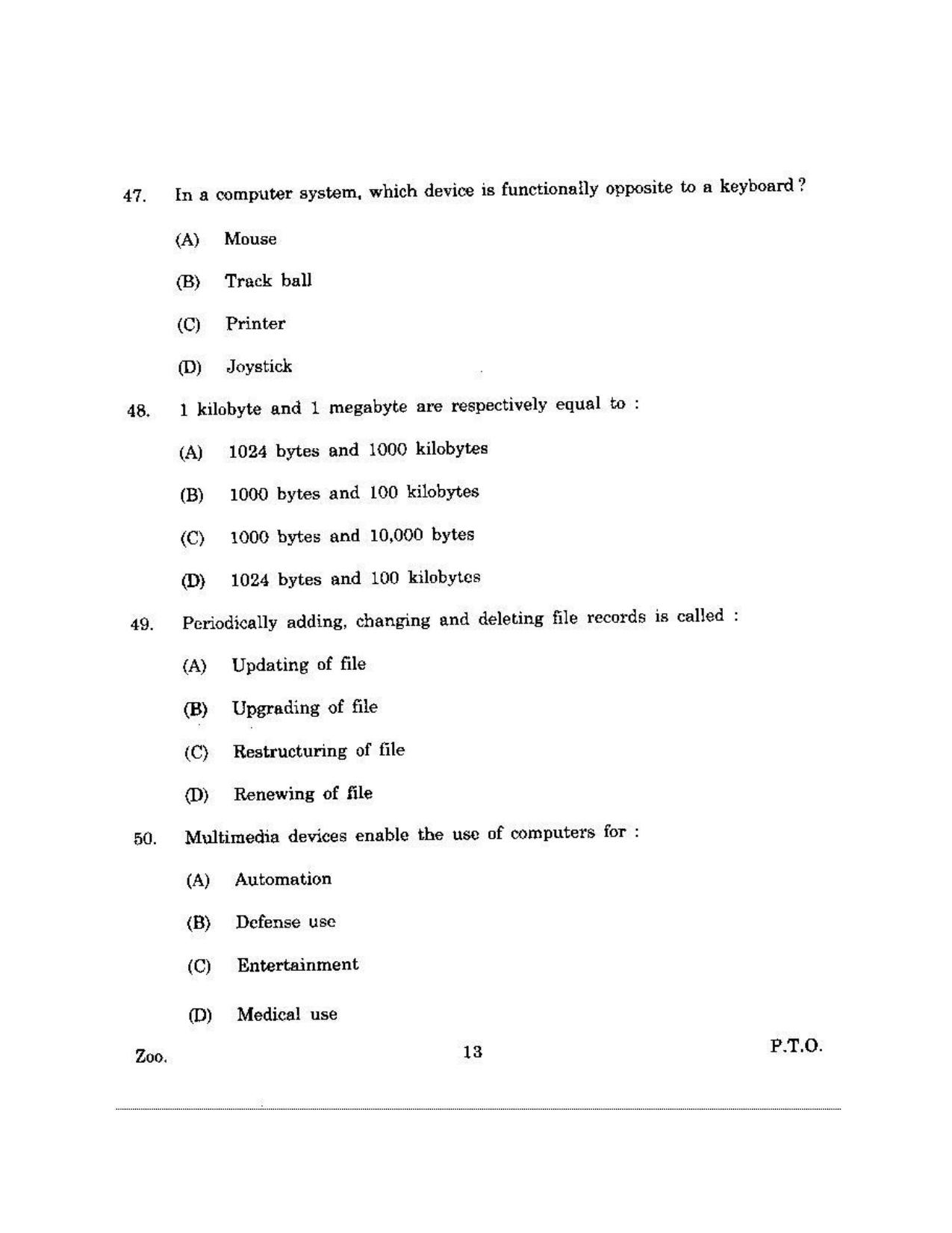 KUET 2023 M.Sc.Zoology Question Paper - Page 115