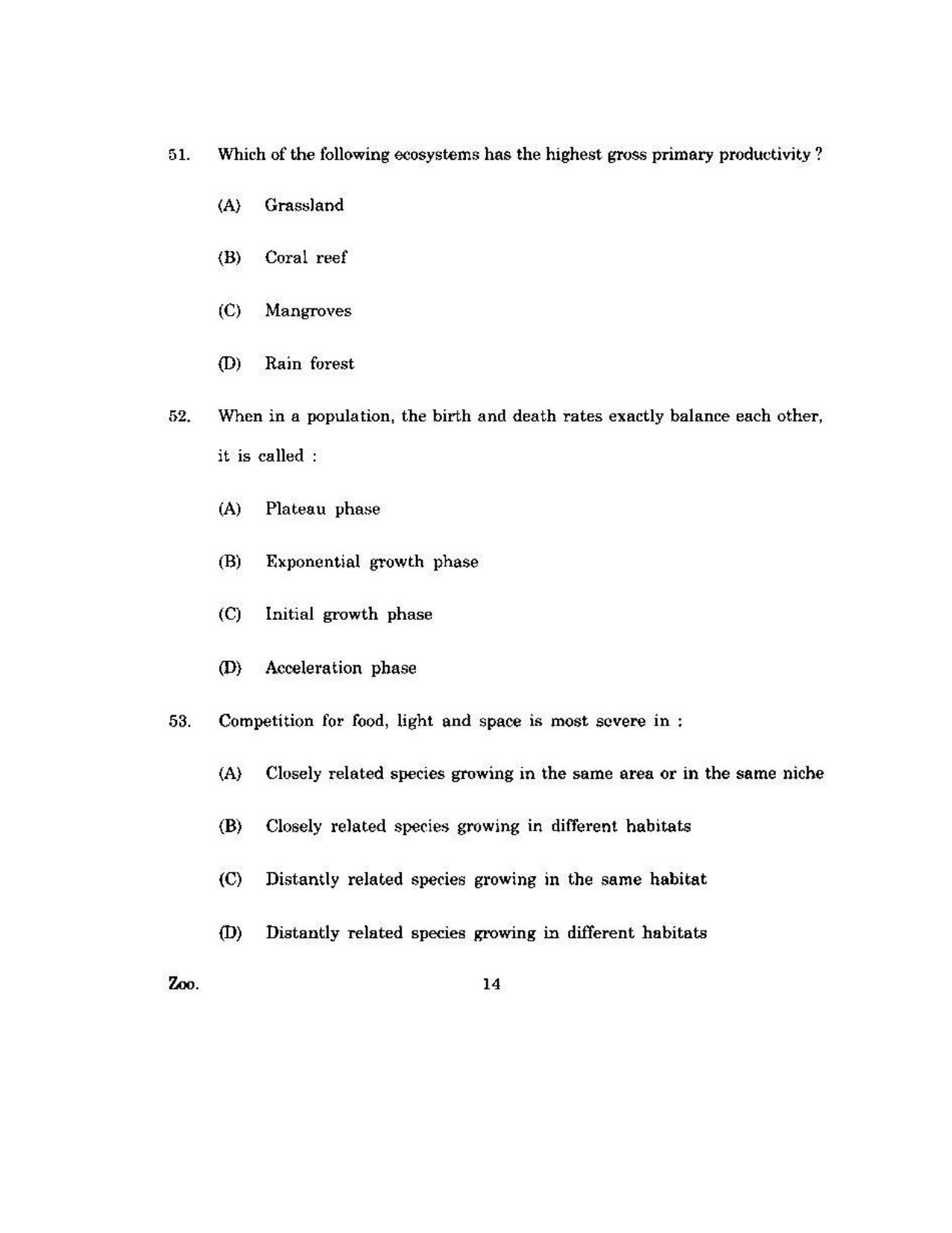 KUET 2023 M.Sc.Zoology Question Paper - Page 116