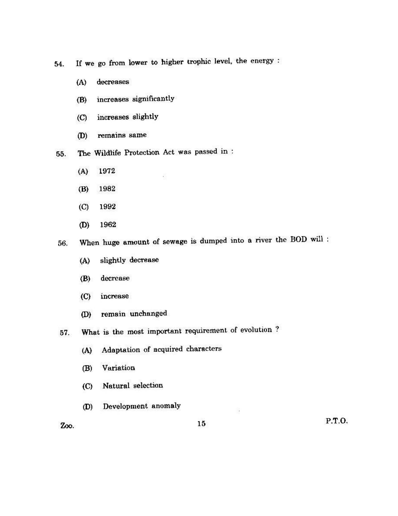 KUET 2023 M.Sc.Zoology Question Paper - Page 117