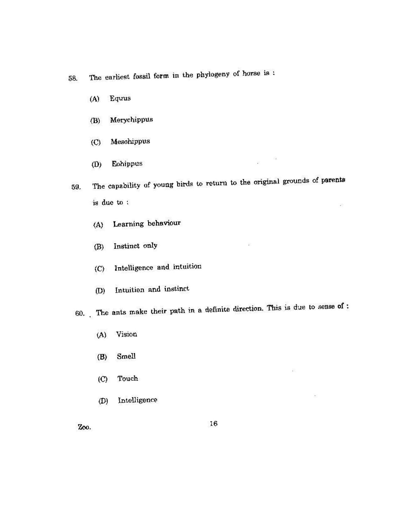 KUET 2023 M.Sc.Zoology Question Paper - Page 118