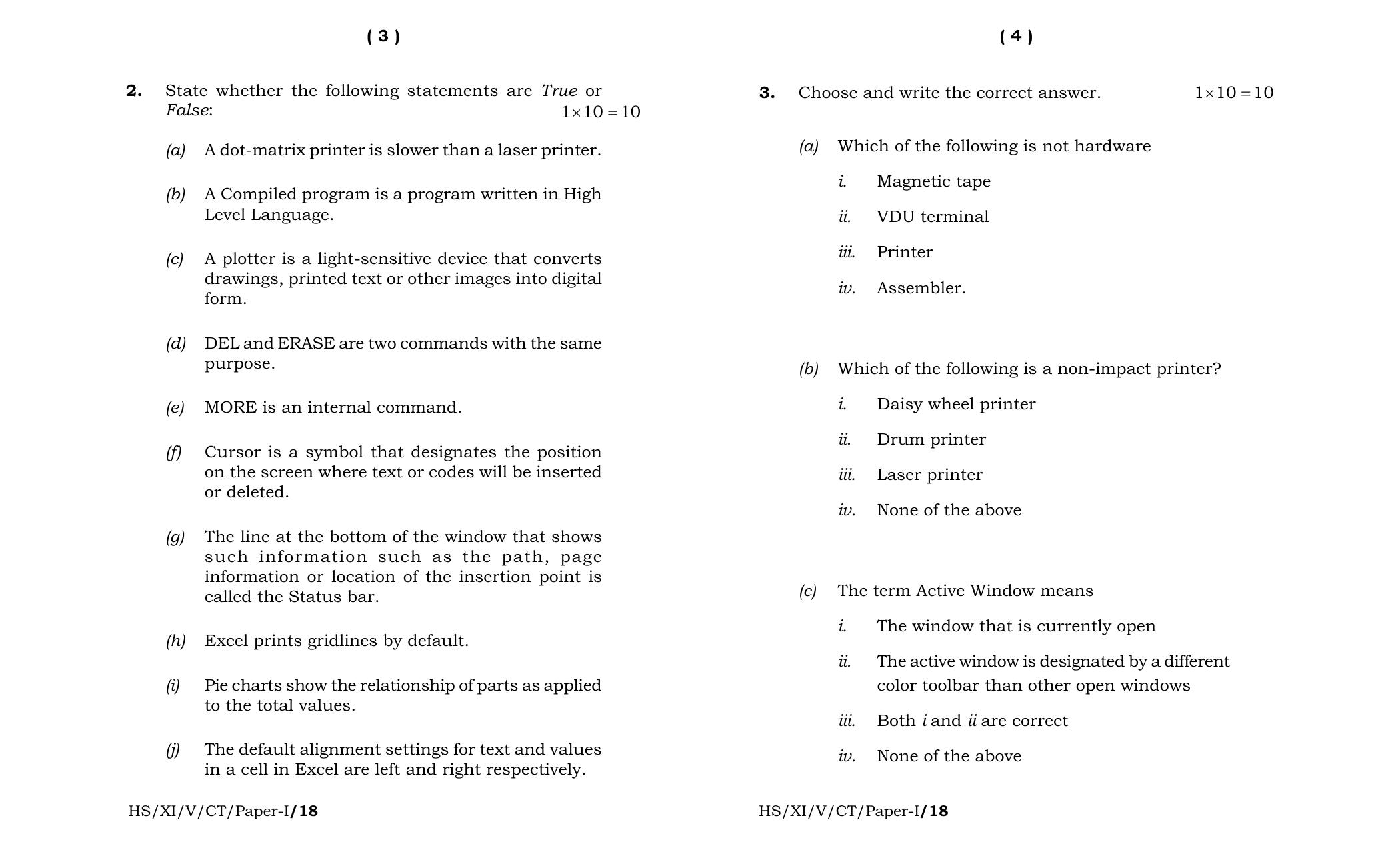 Meghalaya Board (MBOSE) Class 11 Computer_Technique_Paper-I 2018 Question Paper - Page 2