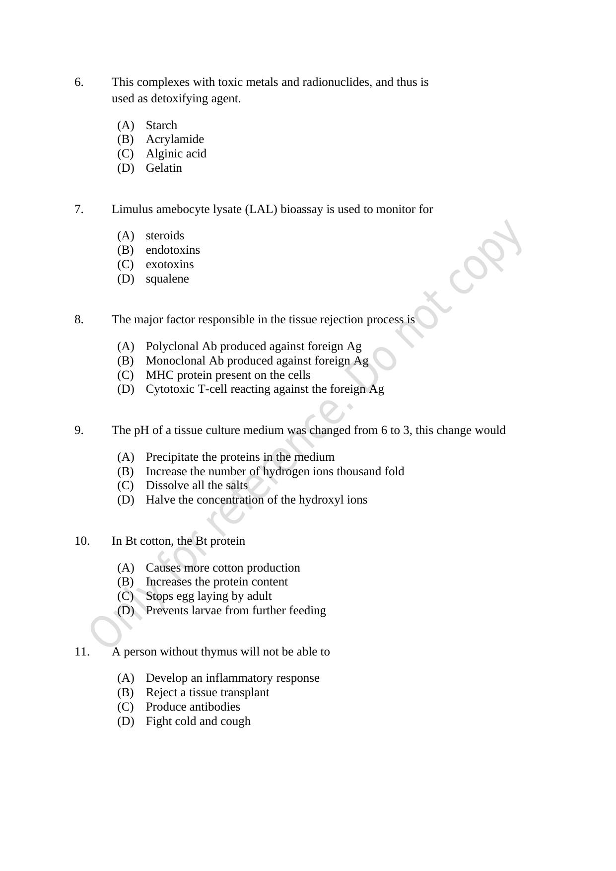 CUSAT CAT 2021 Microbiology Question Paper - Page 2
