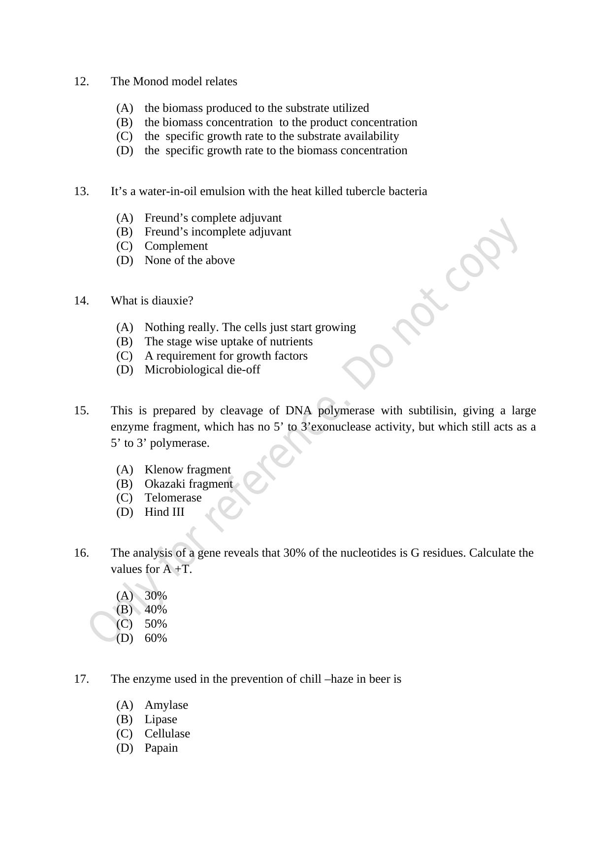CUSAT CAT 2021 Microbiology Question Paper - Page 3