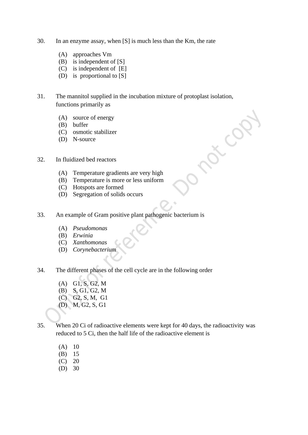CUSAT CAT 2021 Microbiology Question Paper - Page 6