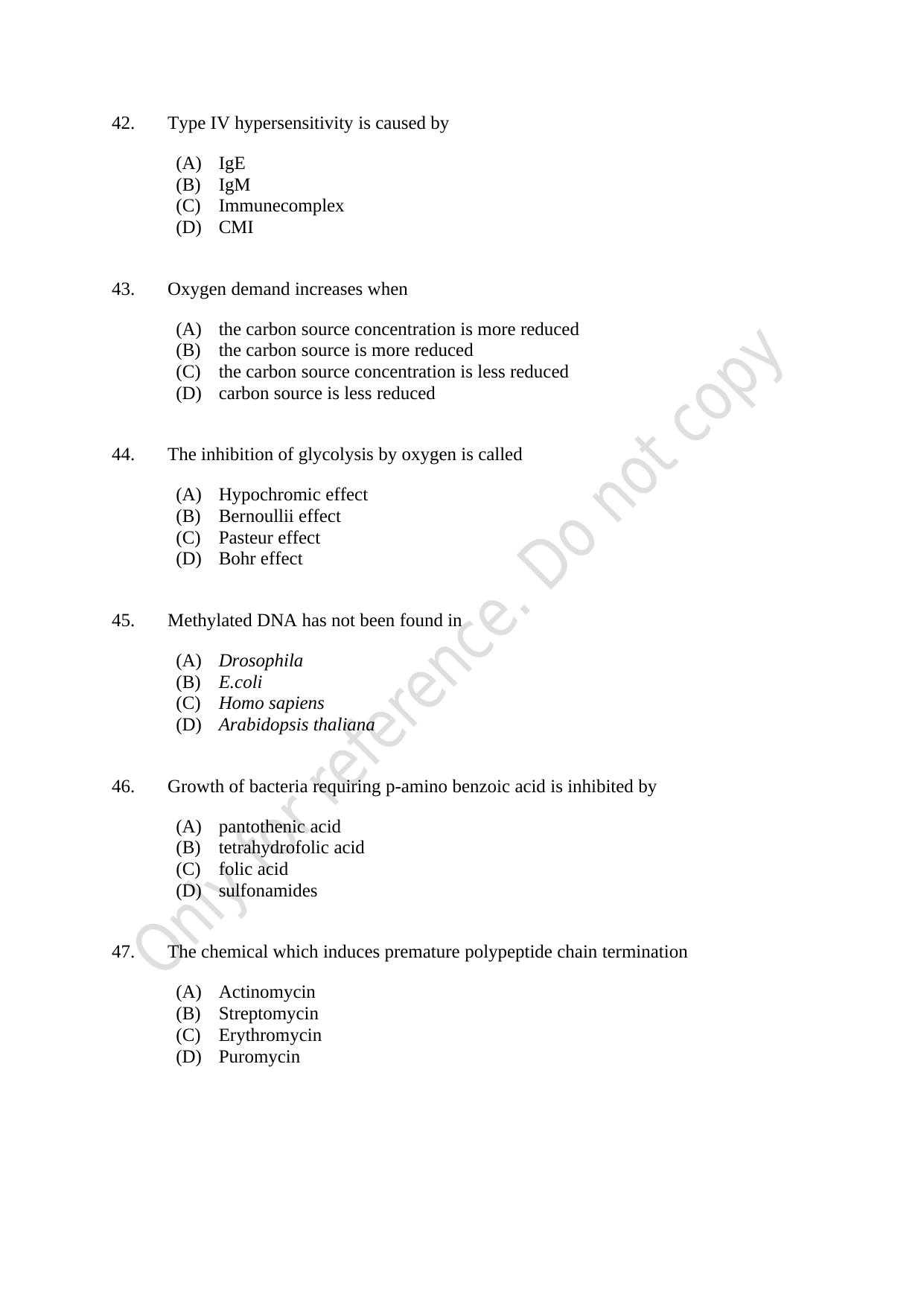 CUSAT CAT 2021 Microbiology Question Paper - Page 8