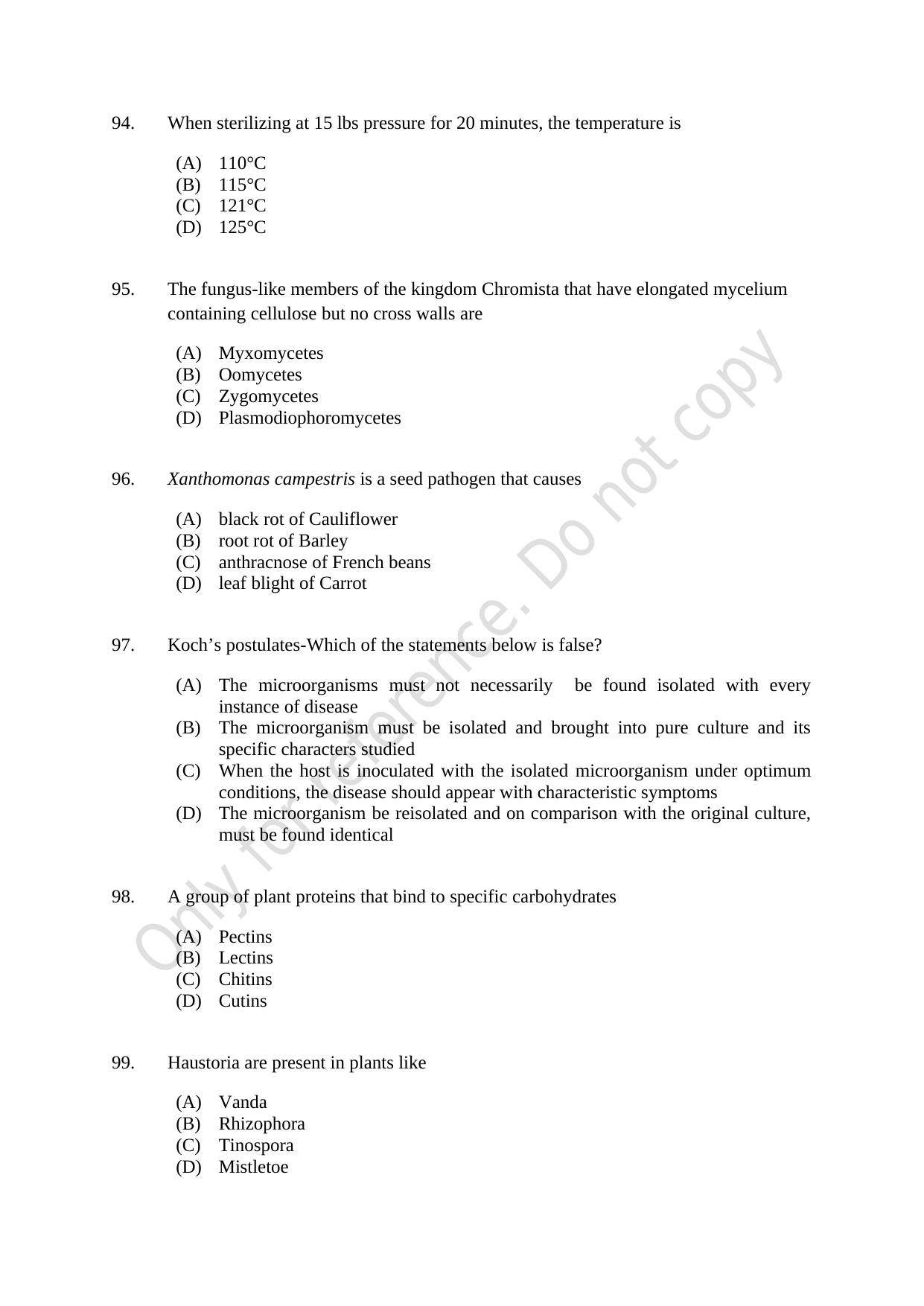 CUSAT CAT 2021 Microbiology Question Paper - Page 17
