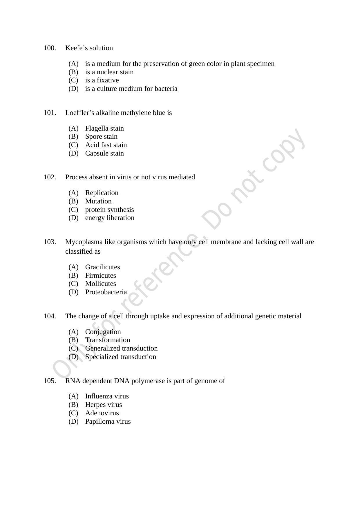 CUSAT CAT 2021 Microbiology Question Paper - Page 18