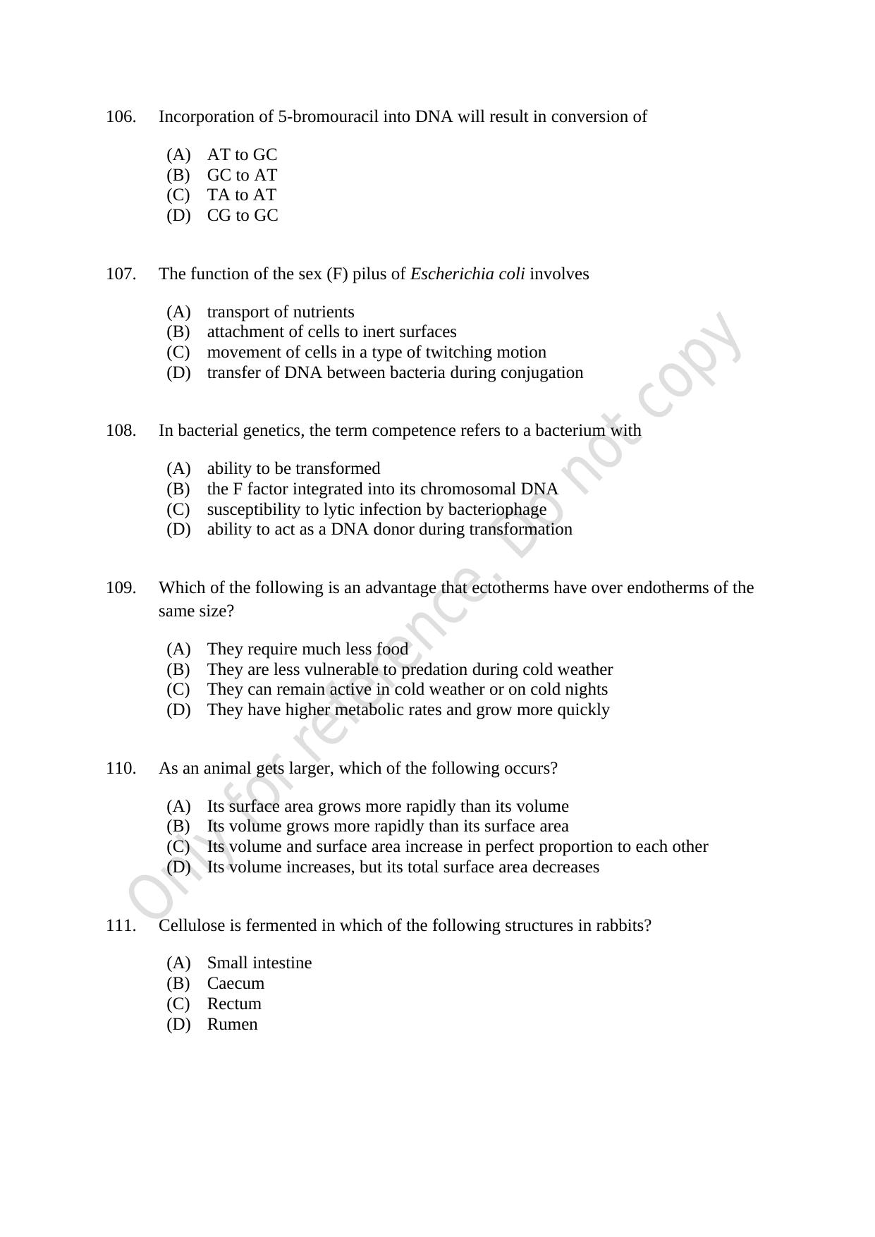 CUSAT CAT 2021 Microbiology Question Paper - Page 19