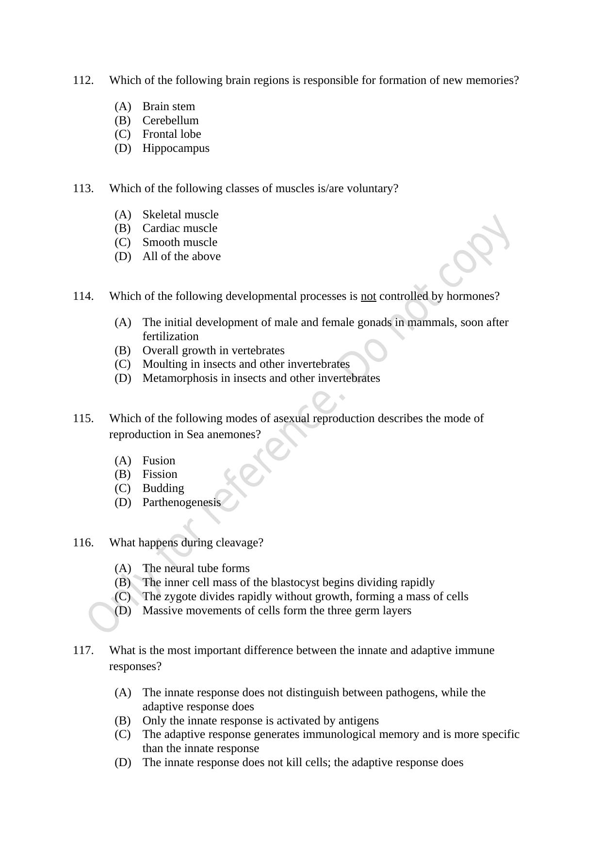 CUSAT CAT 2021 Microbiology Question Paper - Page 20