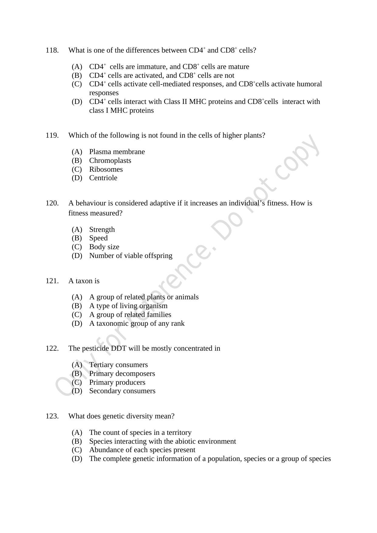CUSAT CAT 2021 Microbiology Question Paper - Page 21
