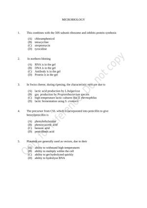 CUSAT CAT 2021 Microbiology Question Paper