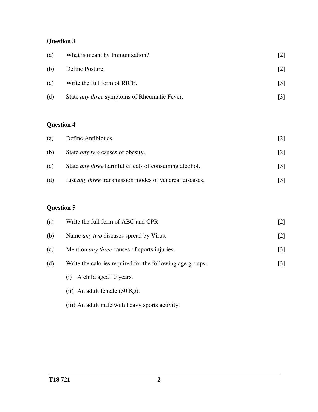 ICSE Class 10 Physical Education 2018 Question Paper - Page 2
