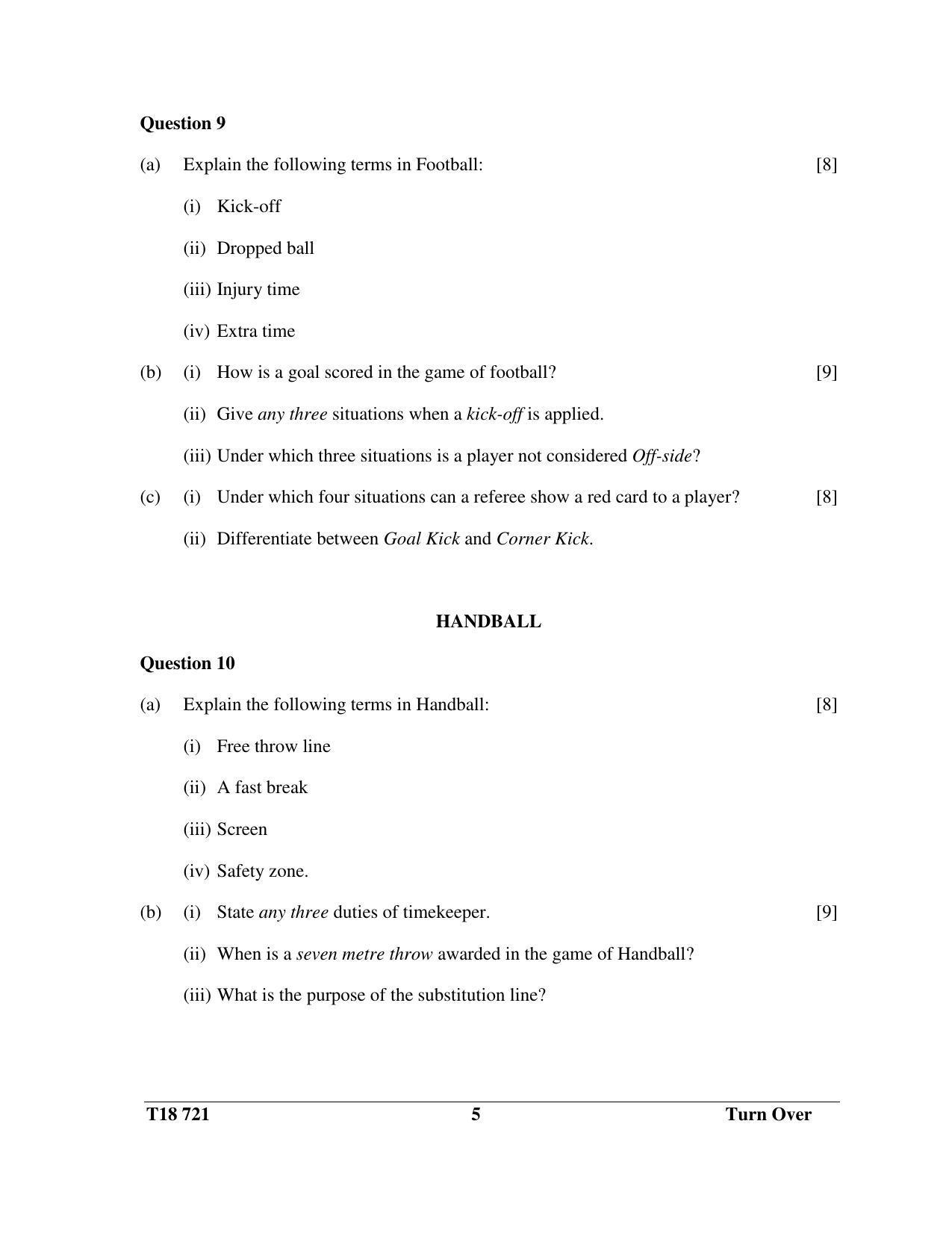 ICSE Class 10 Physical Education 2018 Question Paper - Page 5
