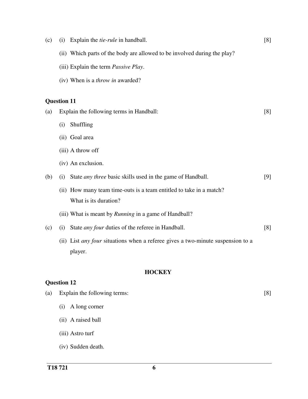 ICSE Class 10 Physical Education 2018 Question Paper - Page 6