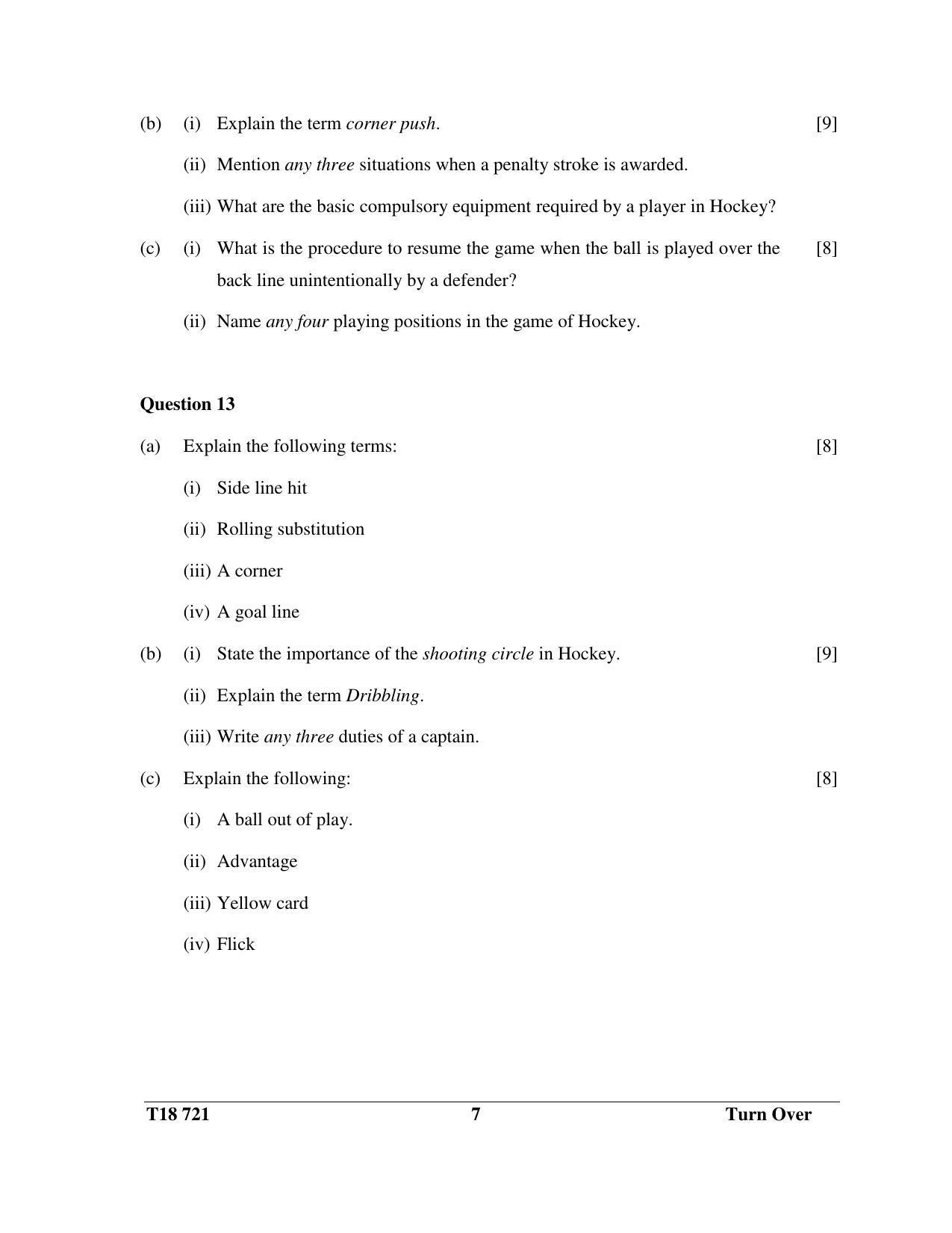 ICSE Class 10 Physical Education 2018 Question Paper - Page 7