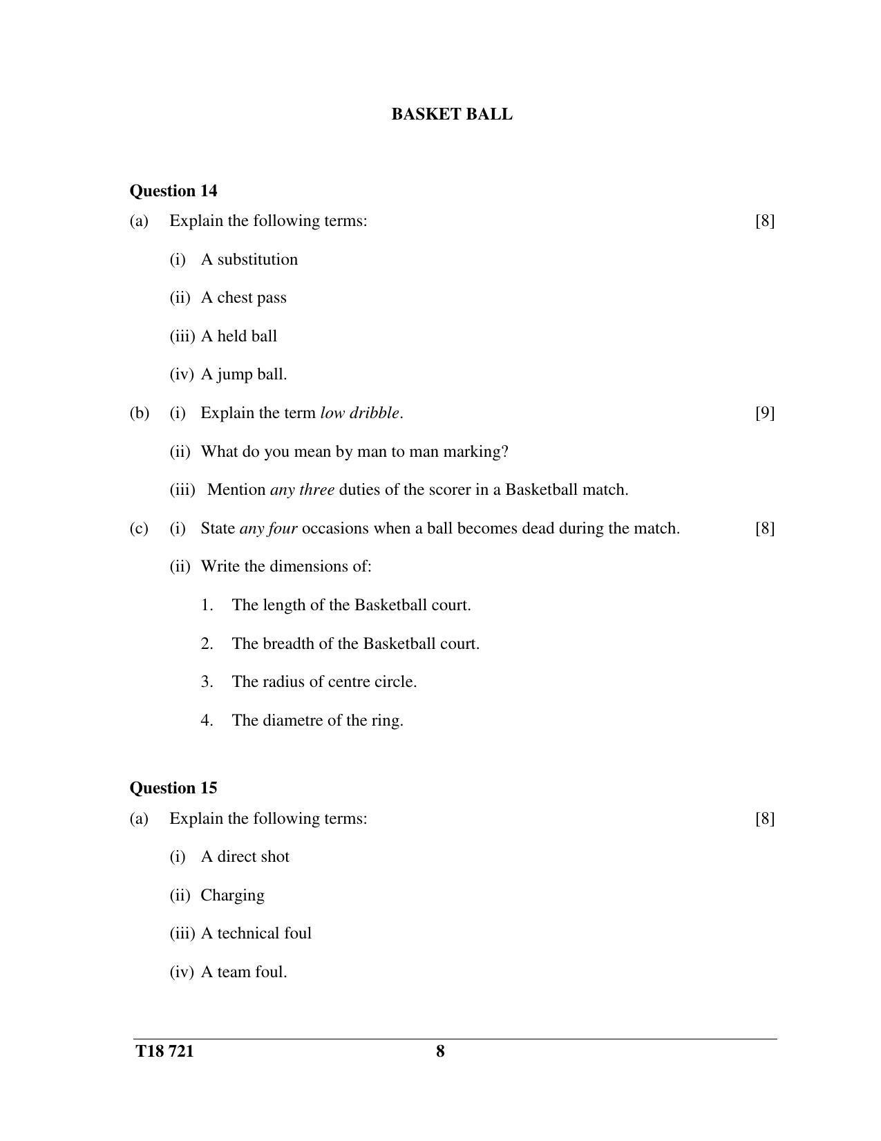 ICSE Class 10 Physical Education 2018 Question Paper - Page 8