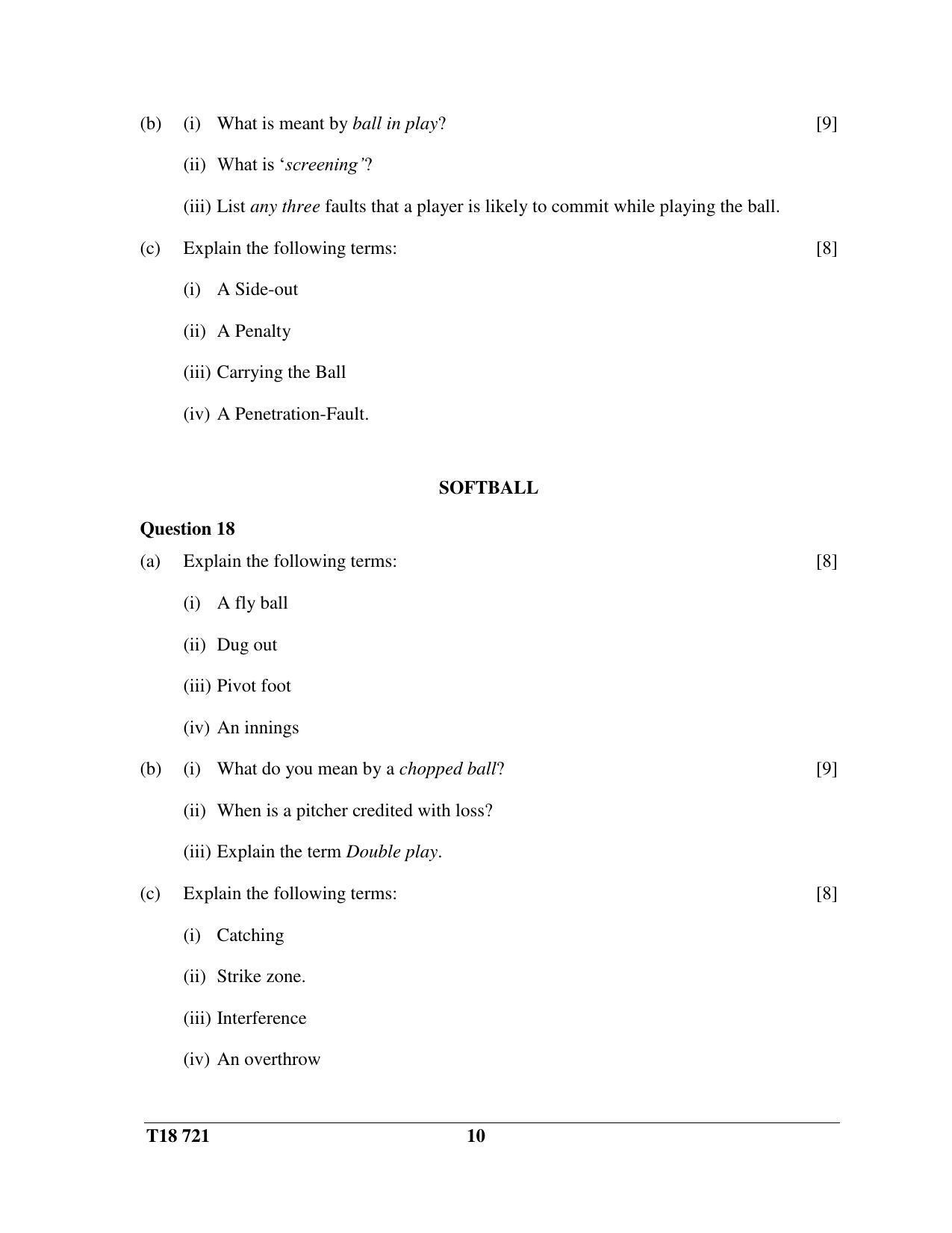 ICSE Class 10 Physical Education 2018 Question Paper - Page 10