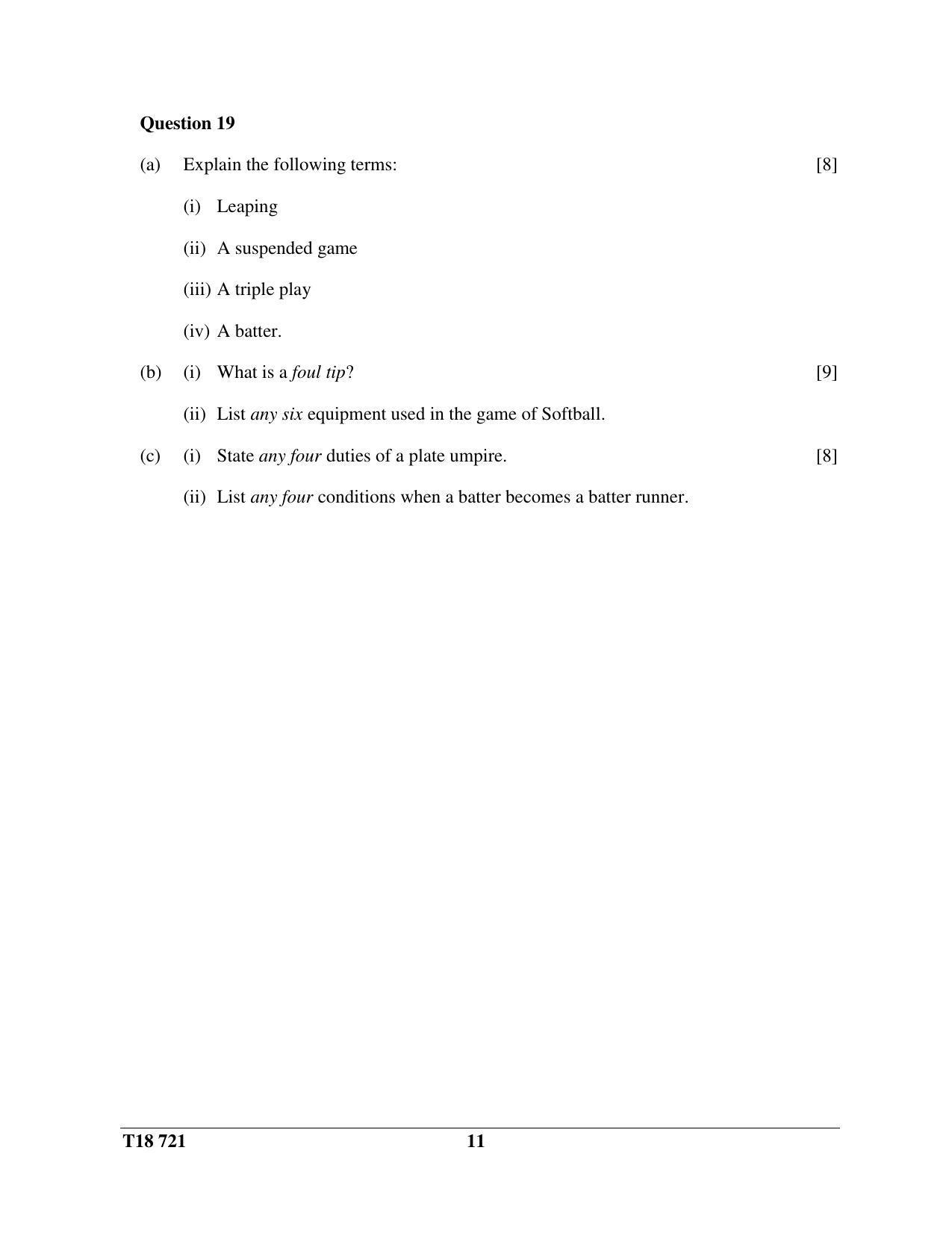 ICSE Class 10 Physical Education 2018 Question Paper - Page 11