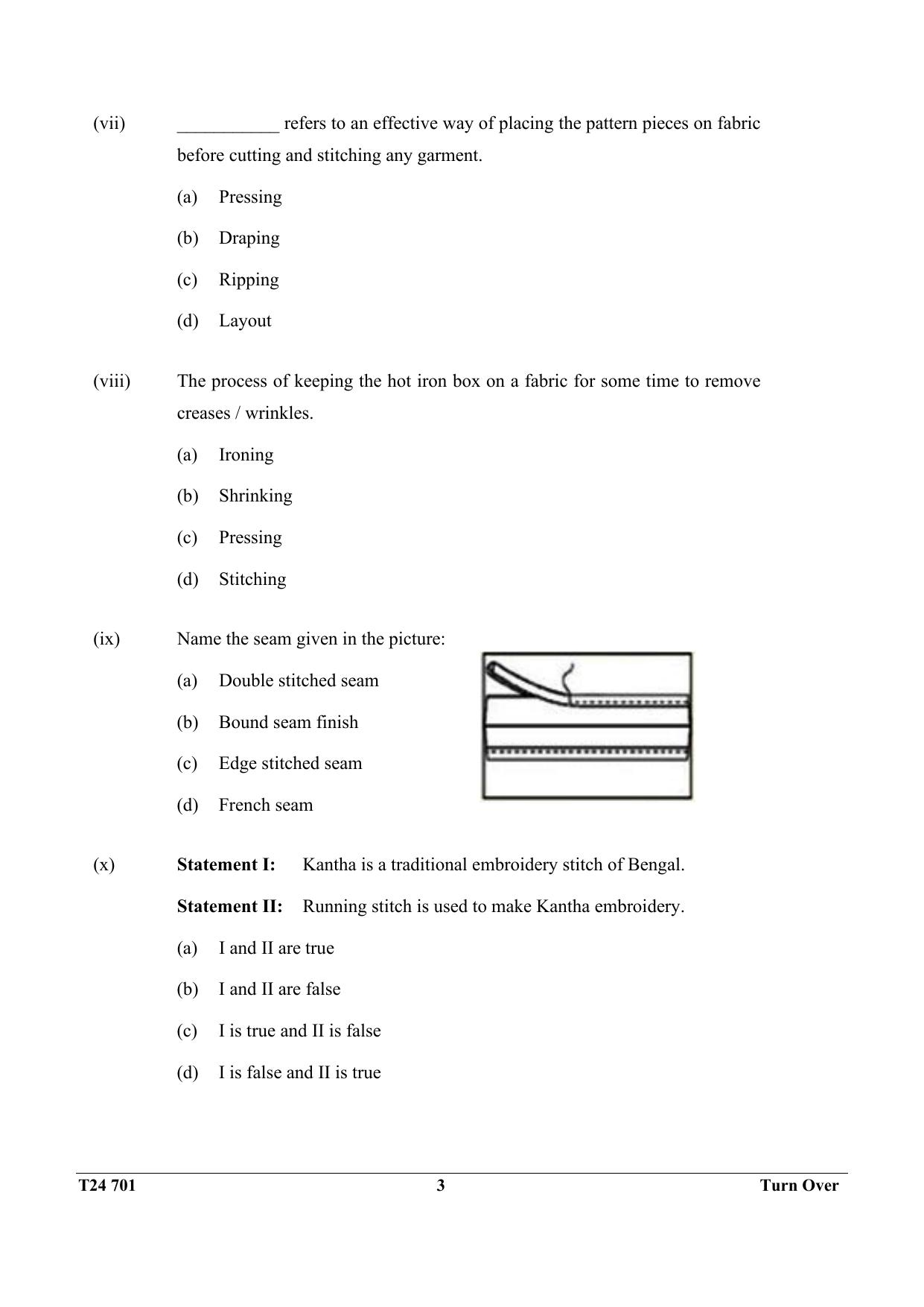 ICSE Class 10 Fashion Designing 2024 Question Paper - Page 3