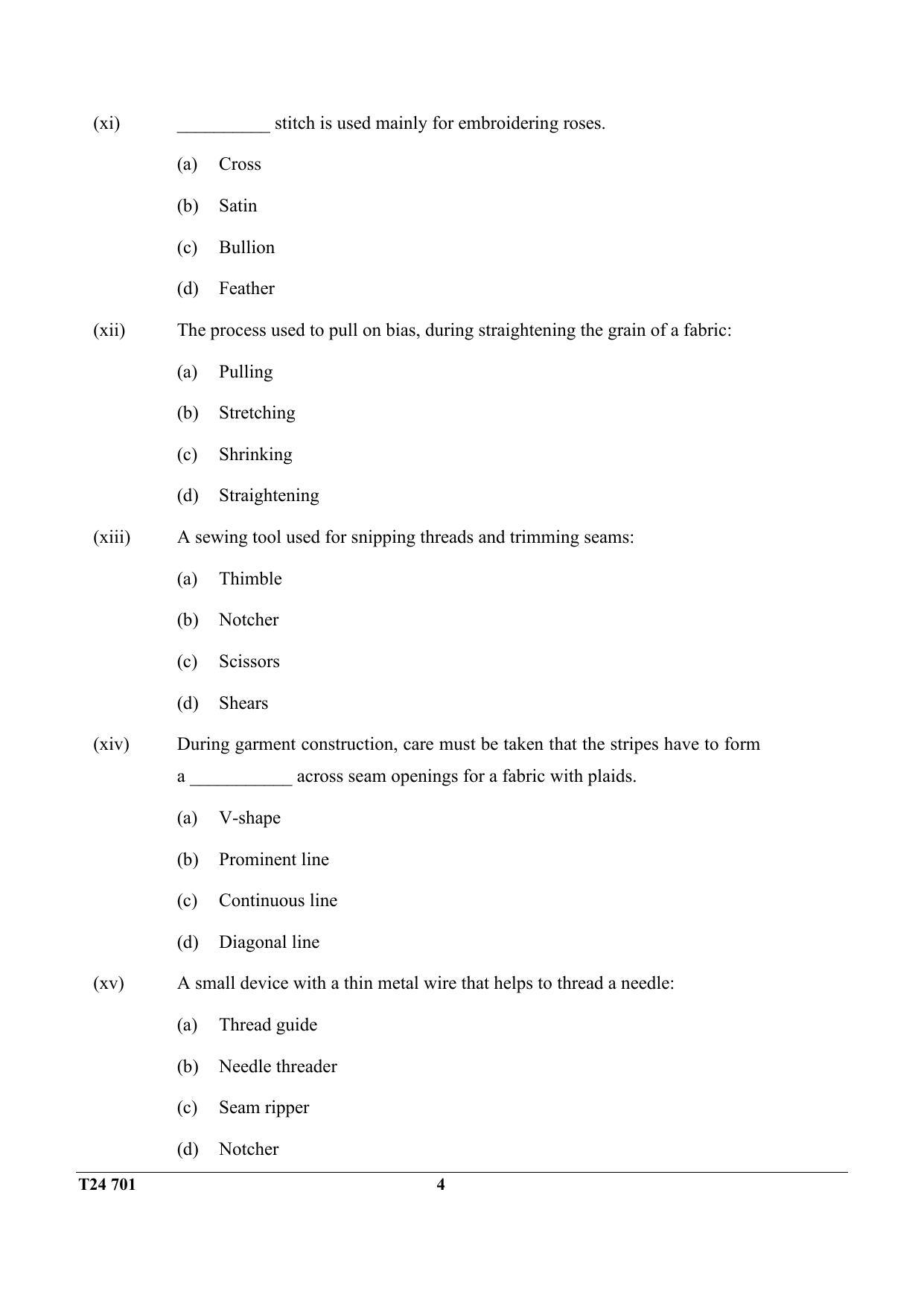 ICSE Class 10 Fashion Designing 2024 Question Paper - Page 4