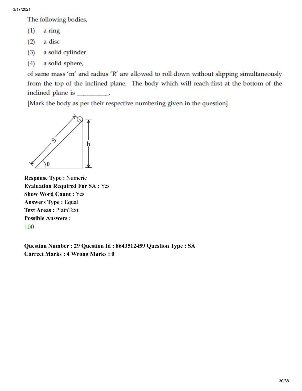 JEE Mains 2021: BTech EG (Shift 1) 17-03-2021 Question Paper - Page 30