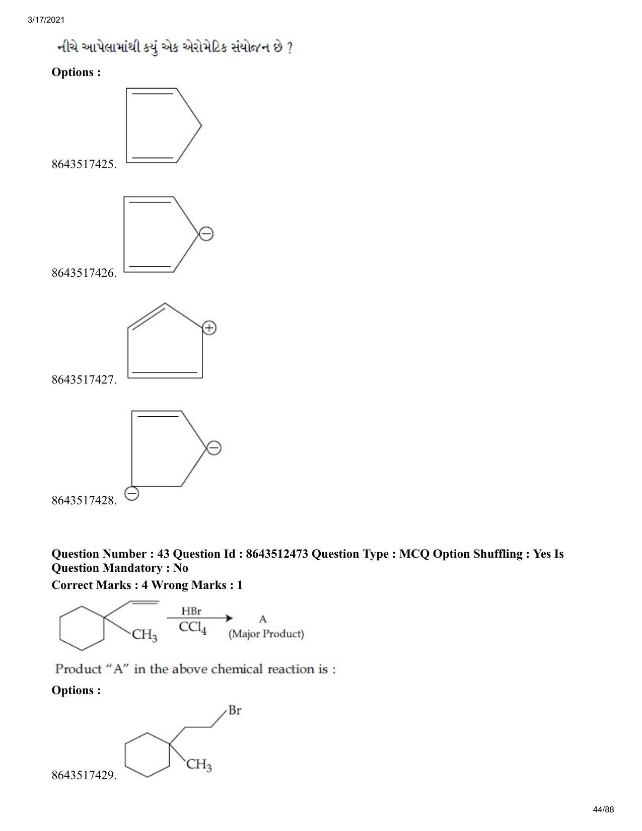 JEE Mains 2021: BTech EG (Shift 1) 17-03-2021 Question Paper - Page 44