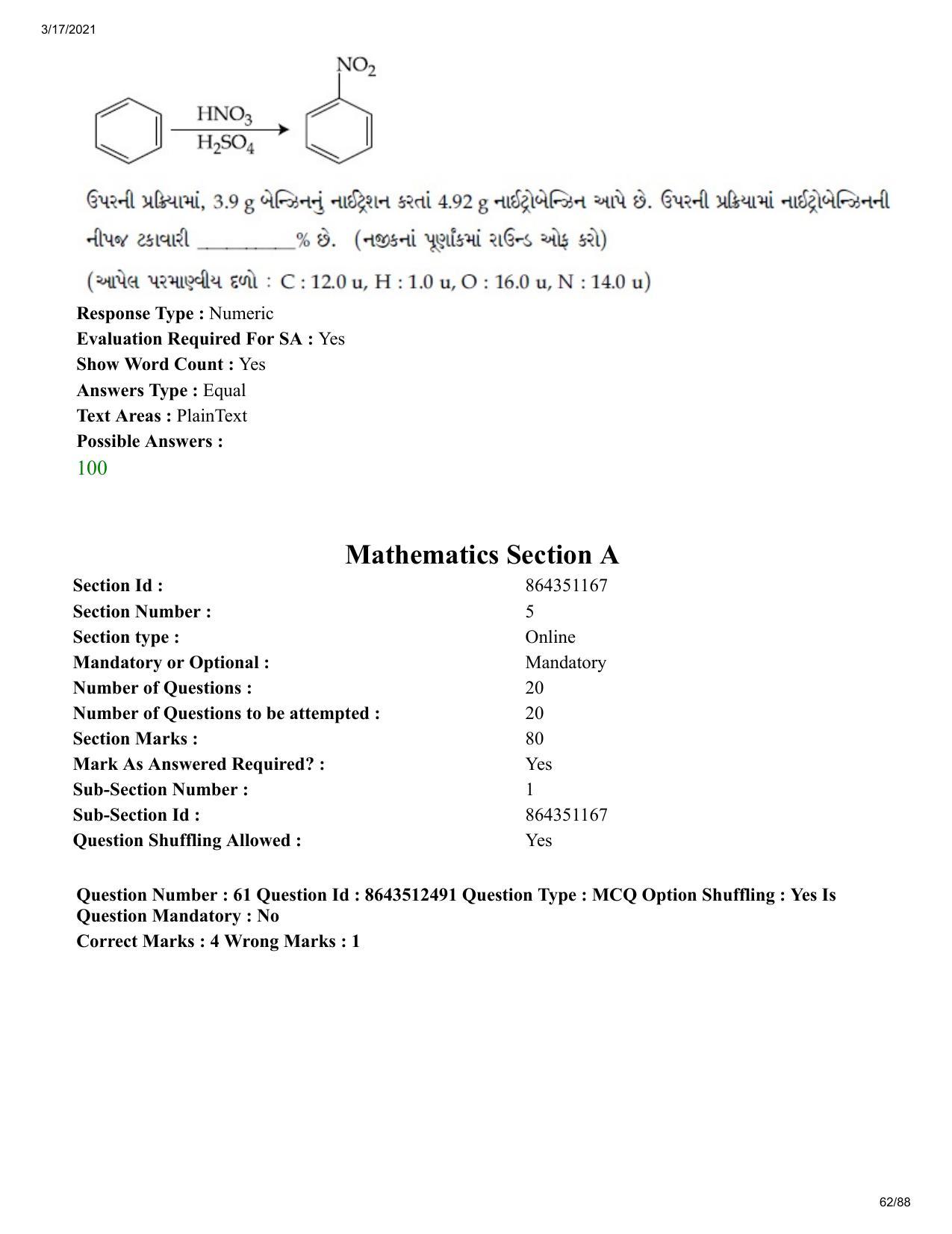 JEE Mains 2021: BTech EG (Shift 1) 17-03-2021 Question Paper - Page 62