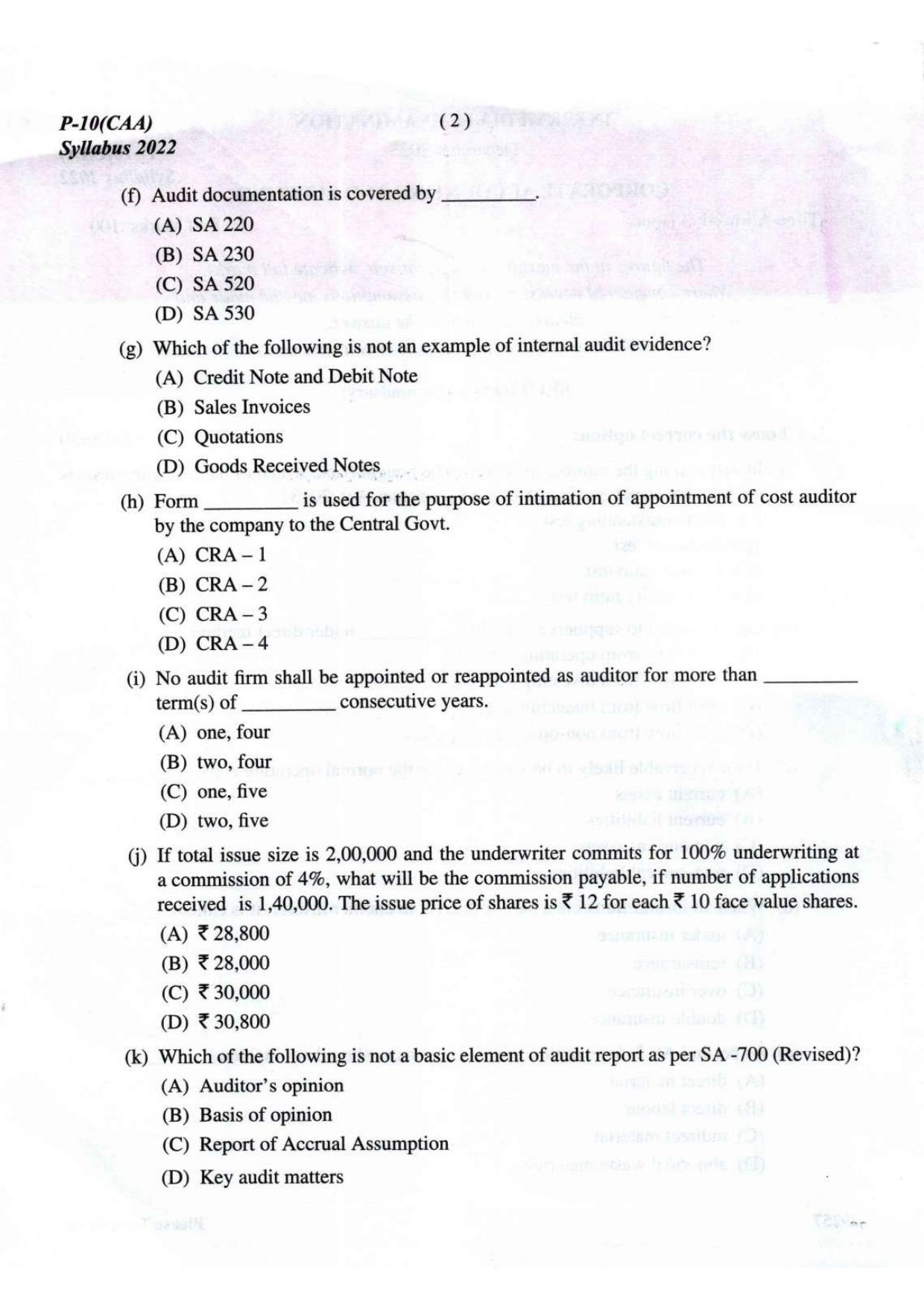 ICMAI Intermediate December 2023 Question Paper - Corporate Accounting And Auditing - Page 2