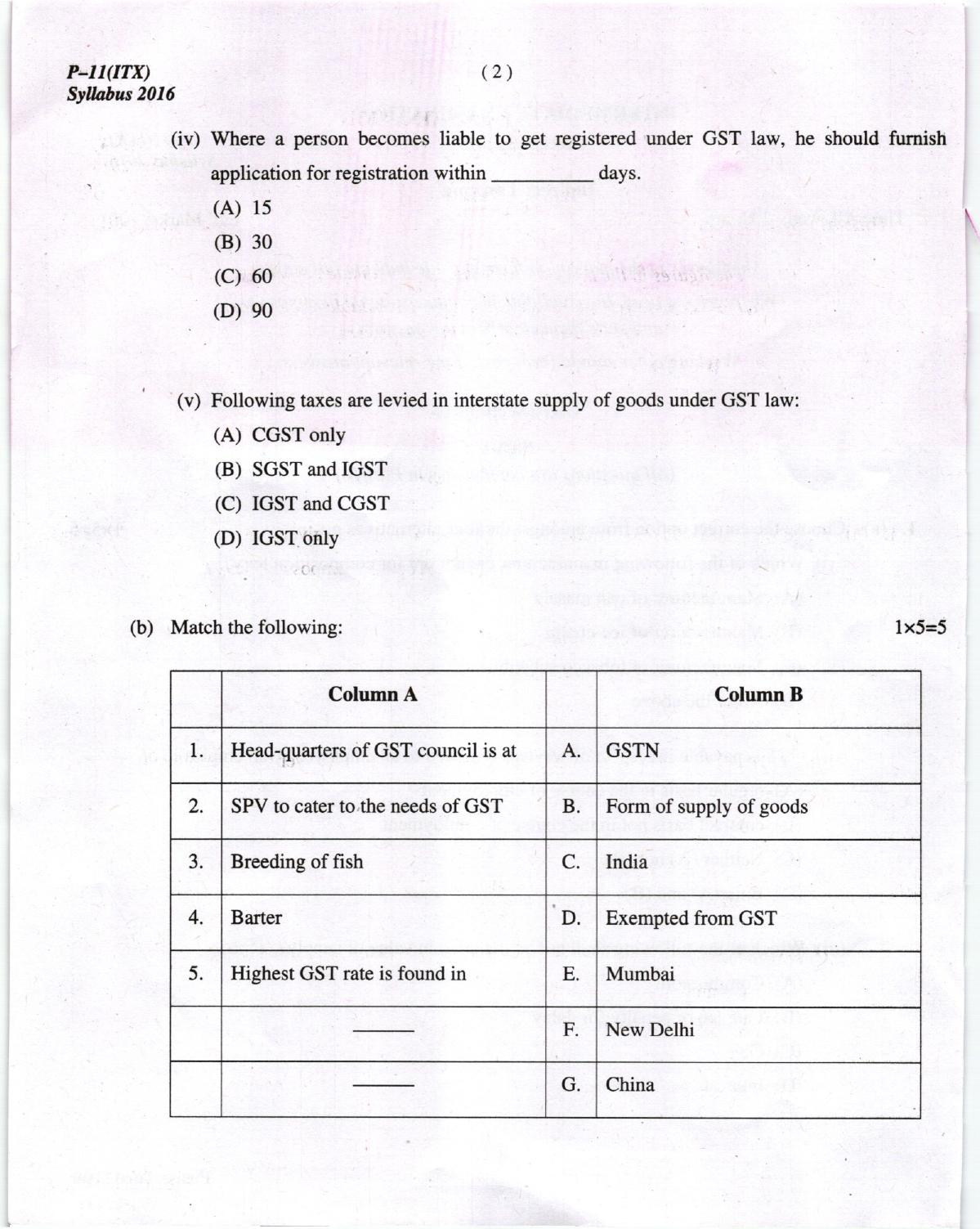 ICMAI Dec 2018 Indirect Taxation Question Paper - Page 2